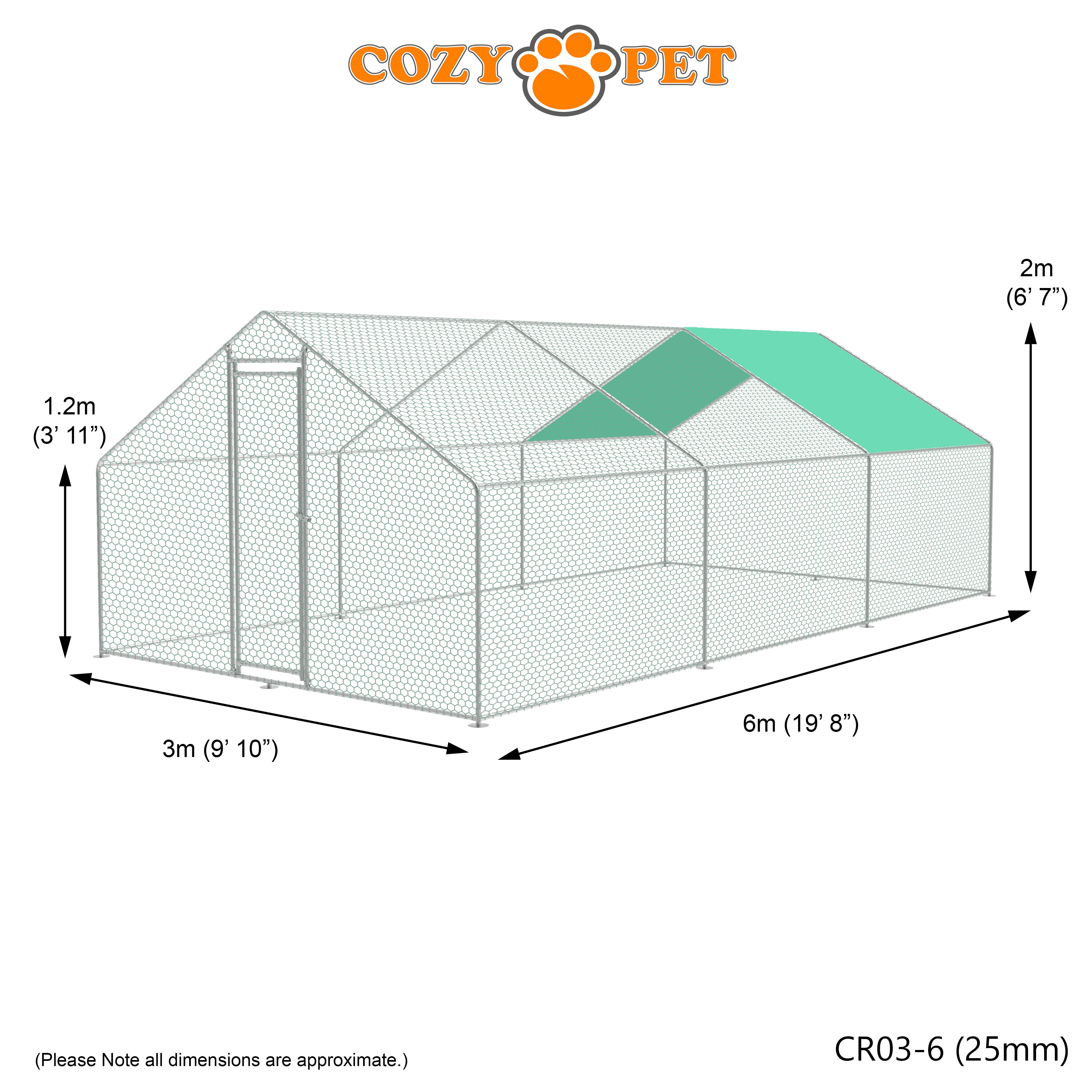 Chicken Run 3m X 6m 25mm Galvanised Steel Frame - CR03-6 (25mm)