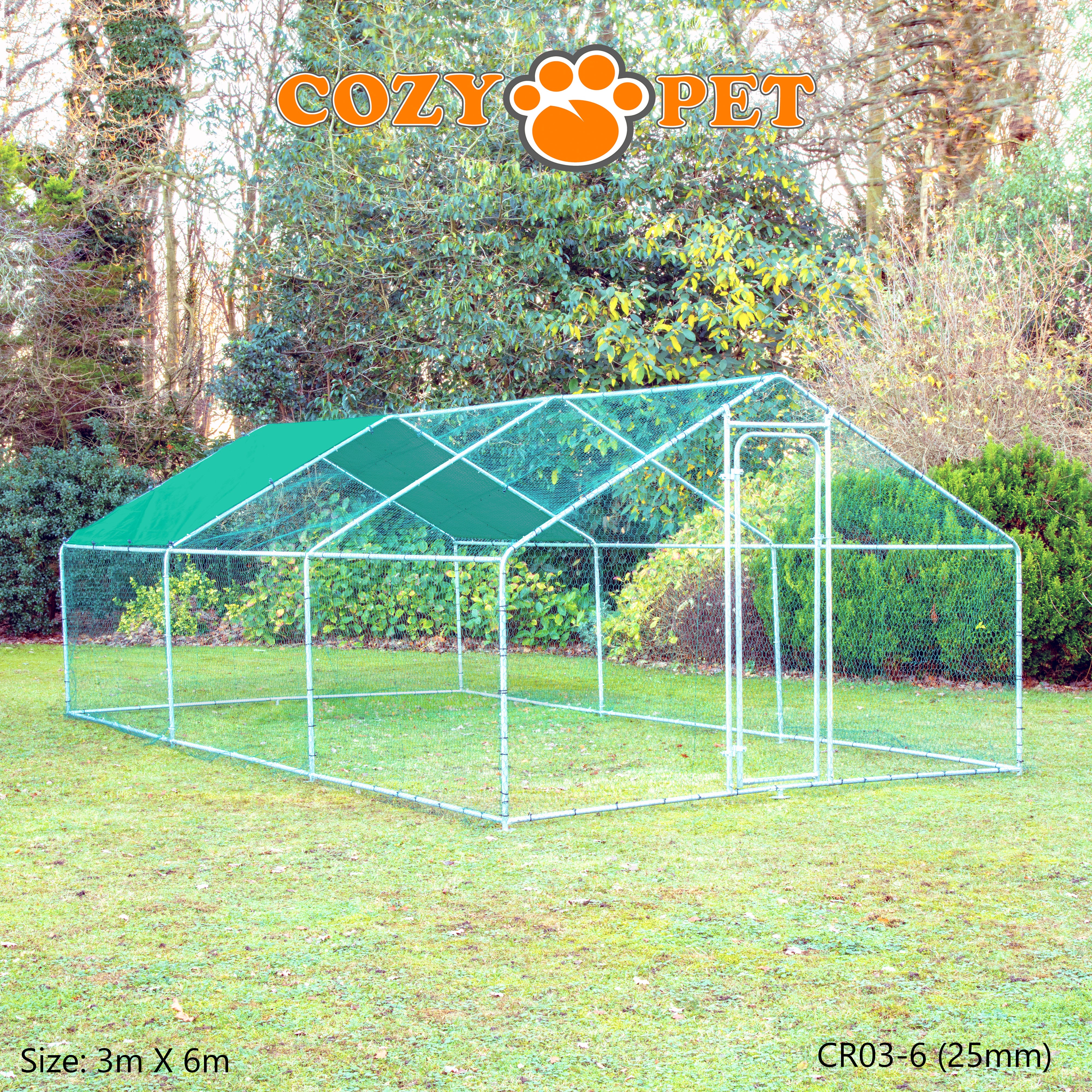 Chicken Run 3m X 6m 25mm Galvanised Steel Frame - CR03-6 (25mm)