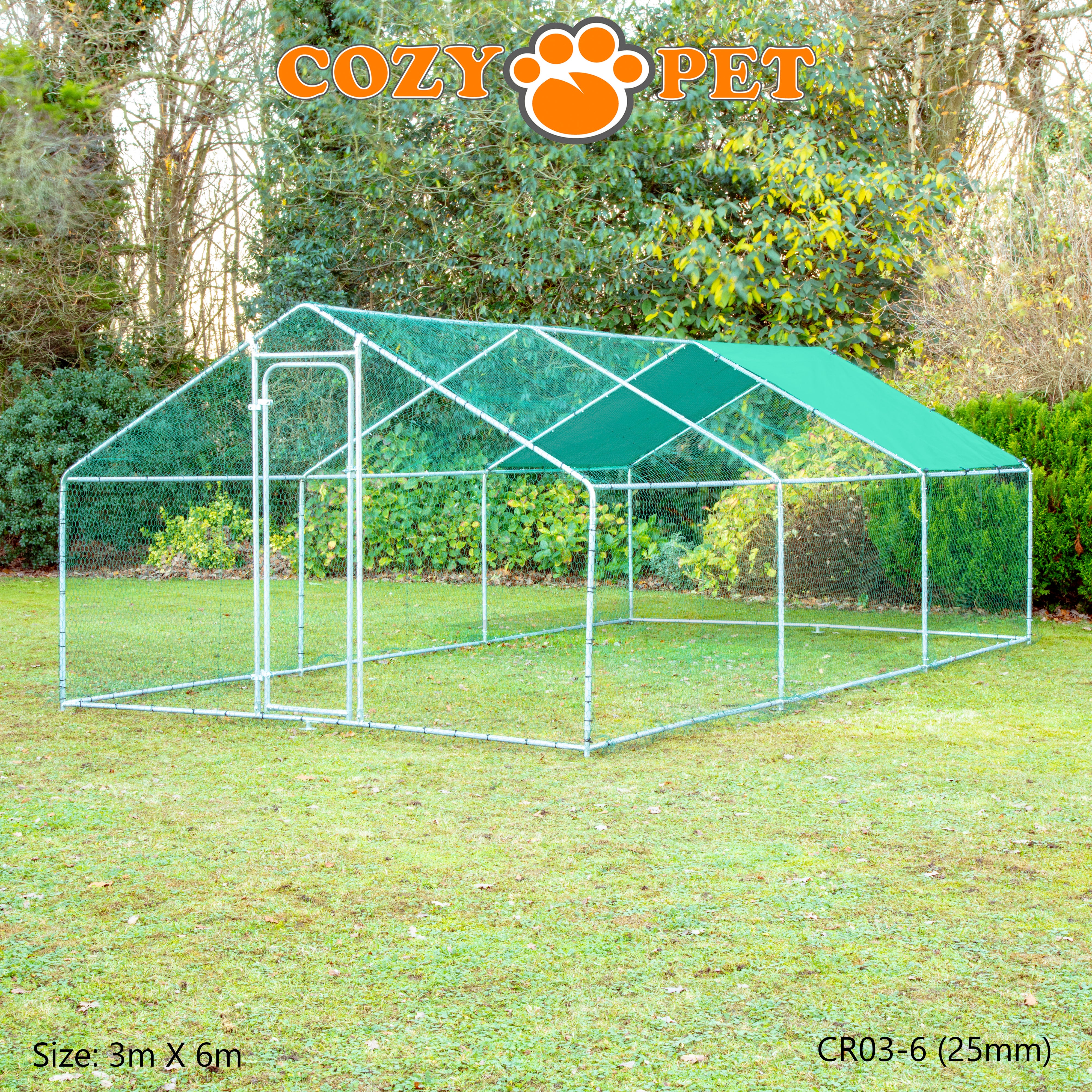 Chicken Run 3m X 6m 25mm Galvanised Steel Frame - CR03-6 (25mm)