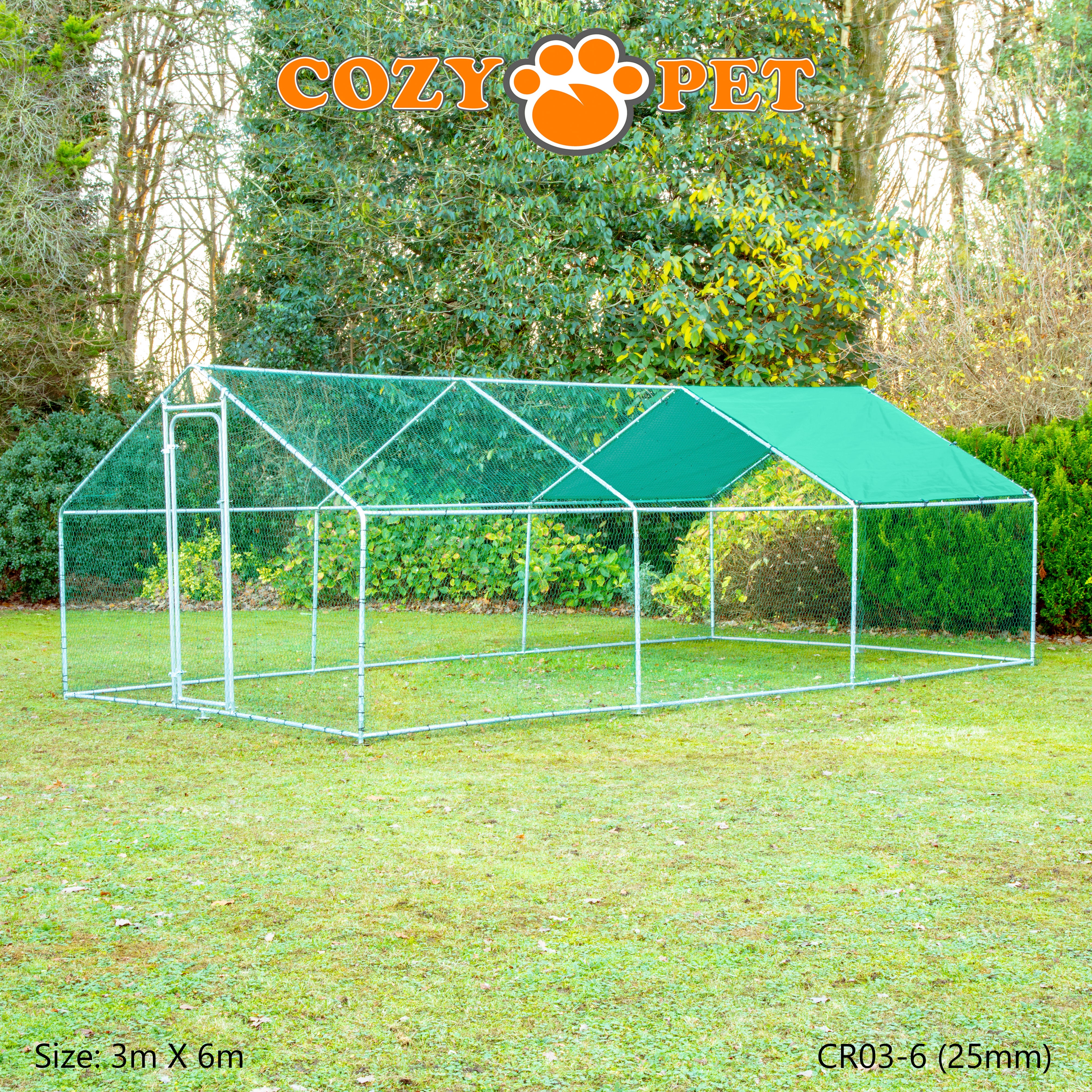 Chicken Run 3m X 6m 25mm Galvanised Steel Frame - CR03-6 (25mm)