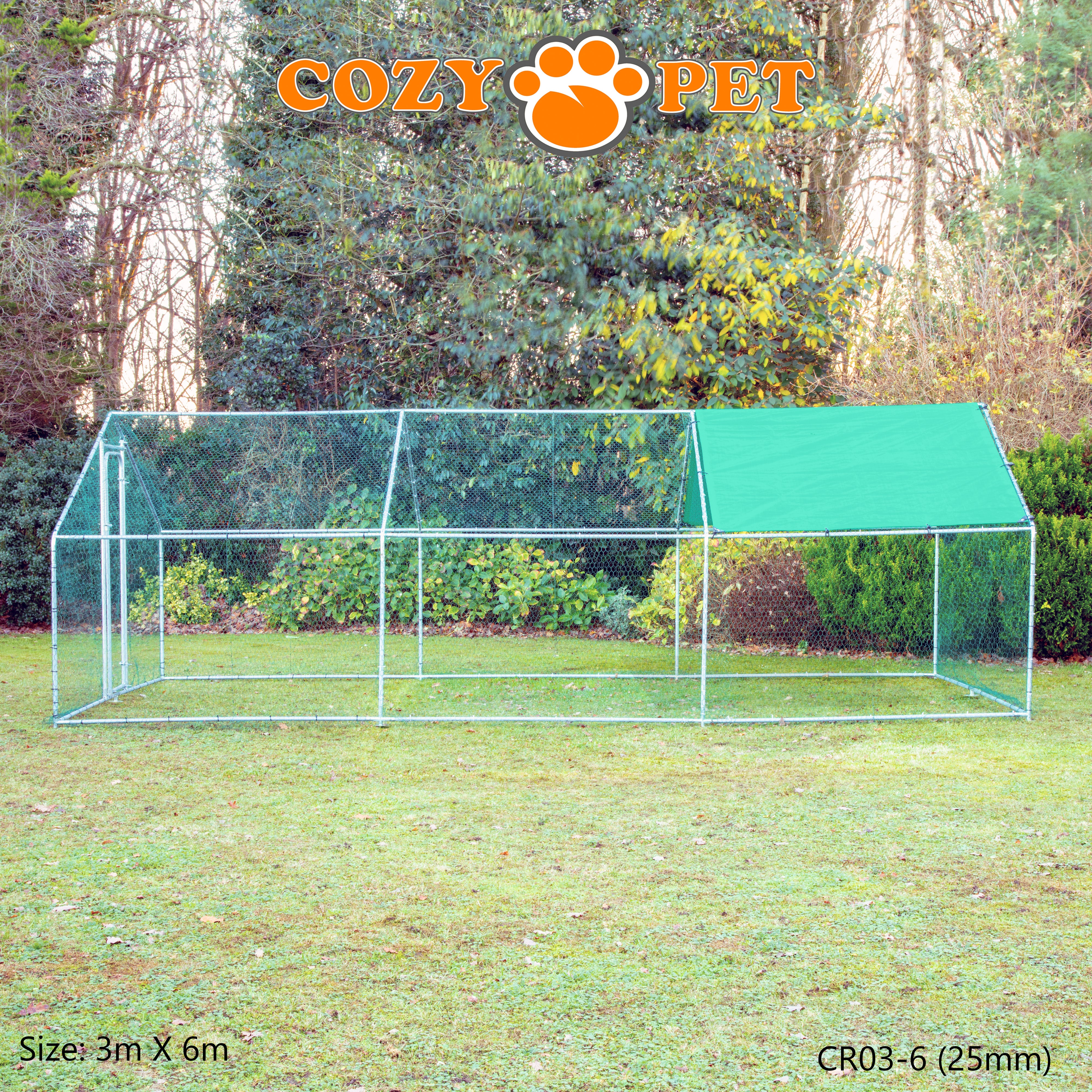 Chicken Run 3m X 6m 25mm Galvanised Steel Frame - CR03-6 (25mm)