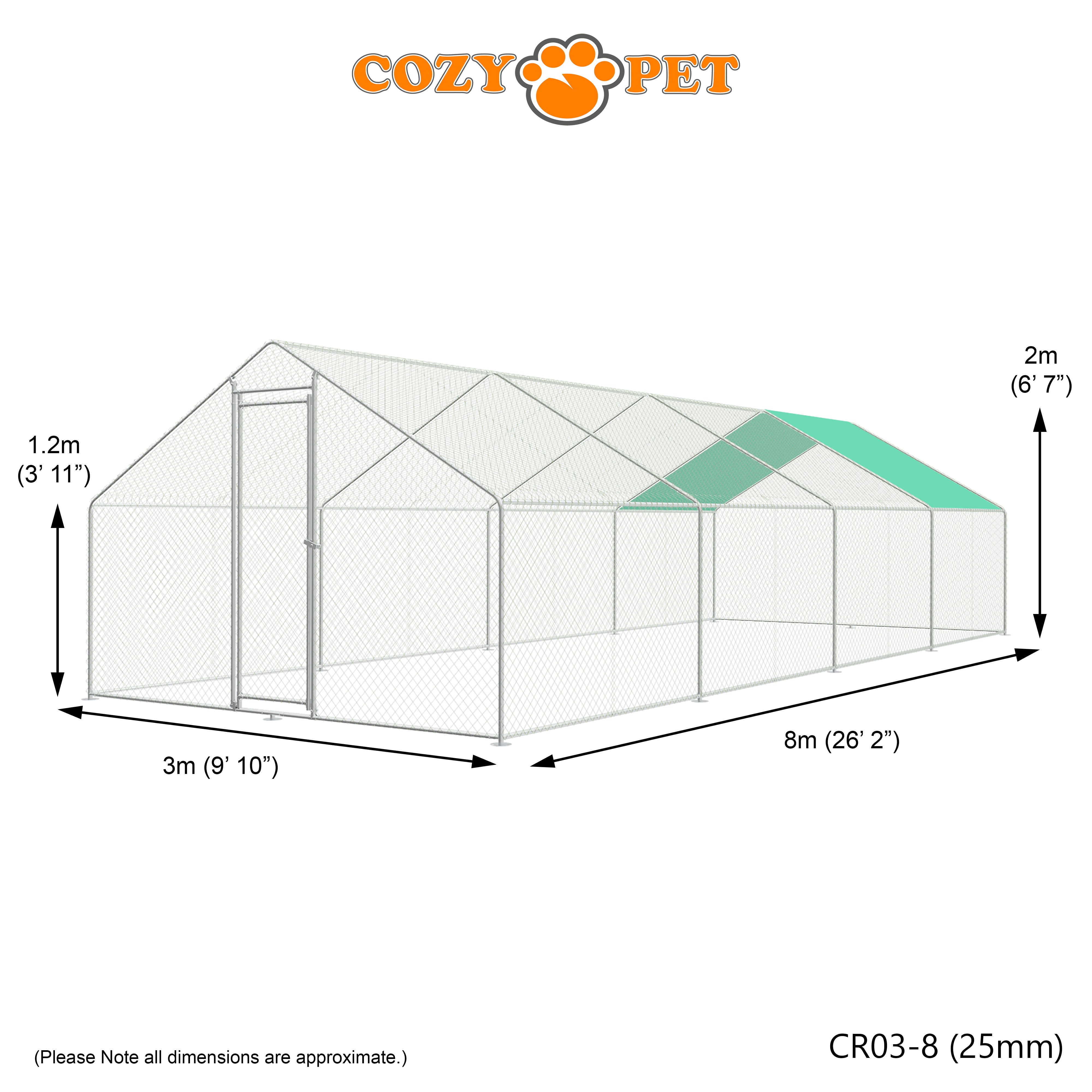 Chicken Run 3m X 8m 25mm Galvanised Steel Frame - CR03-8 (25mm)