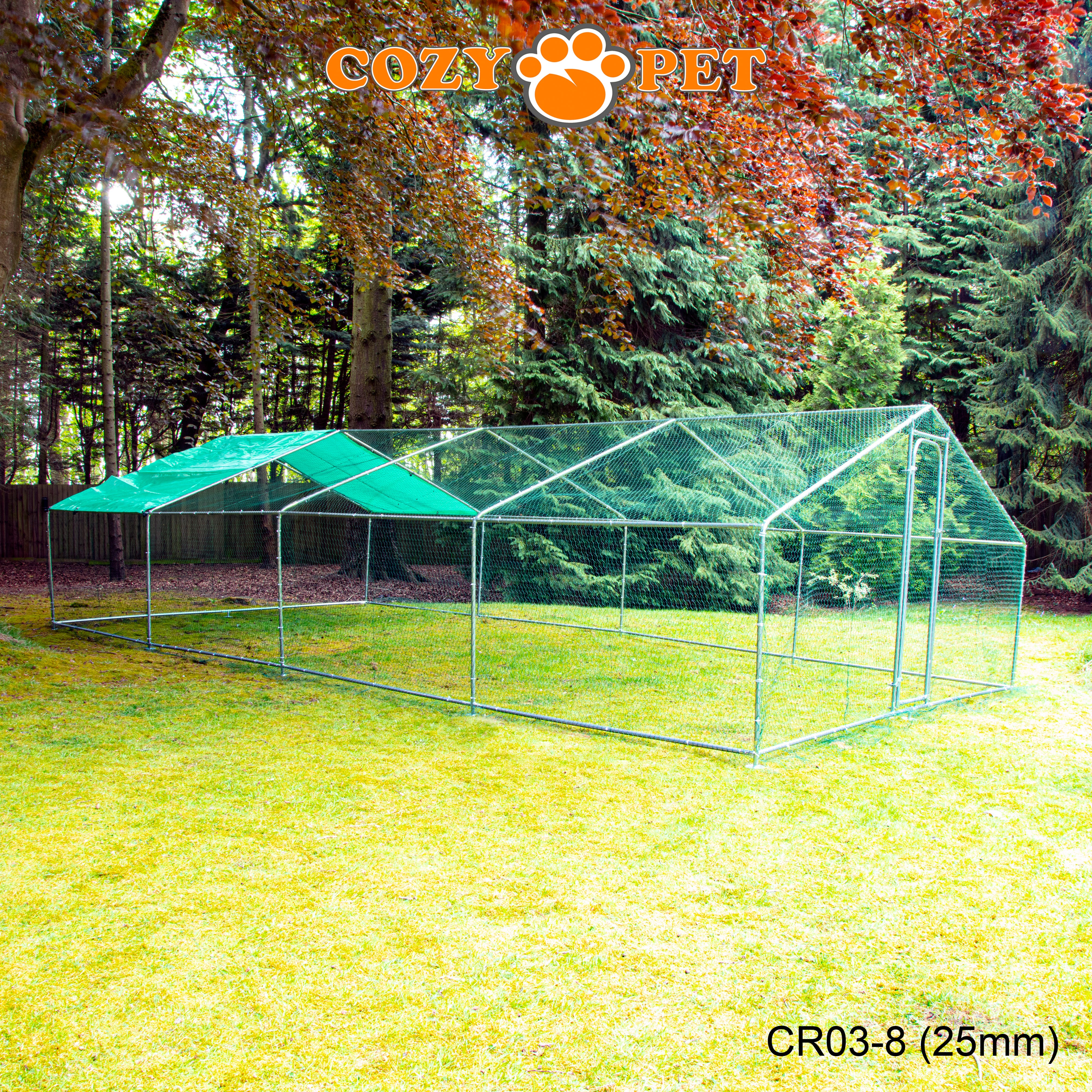 Chicken Run 3m X 8m 25mm Galvanised Steel Frame - CR03-8 (25mm)