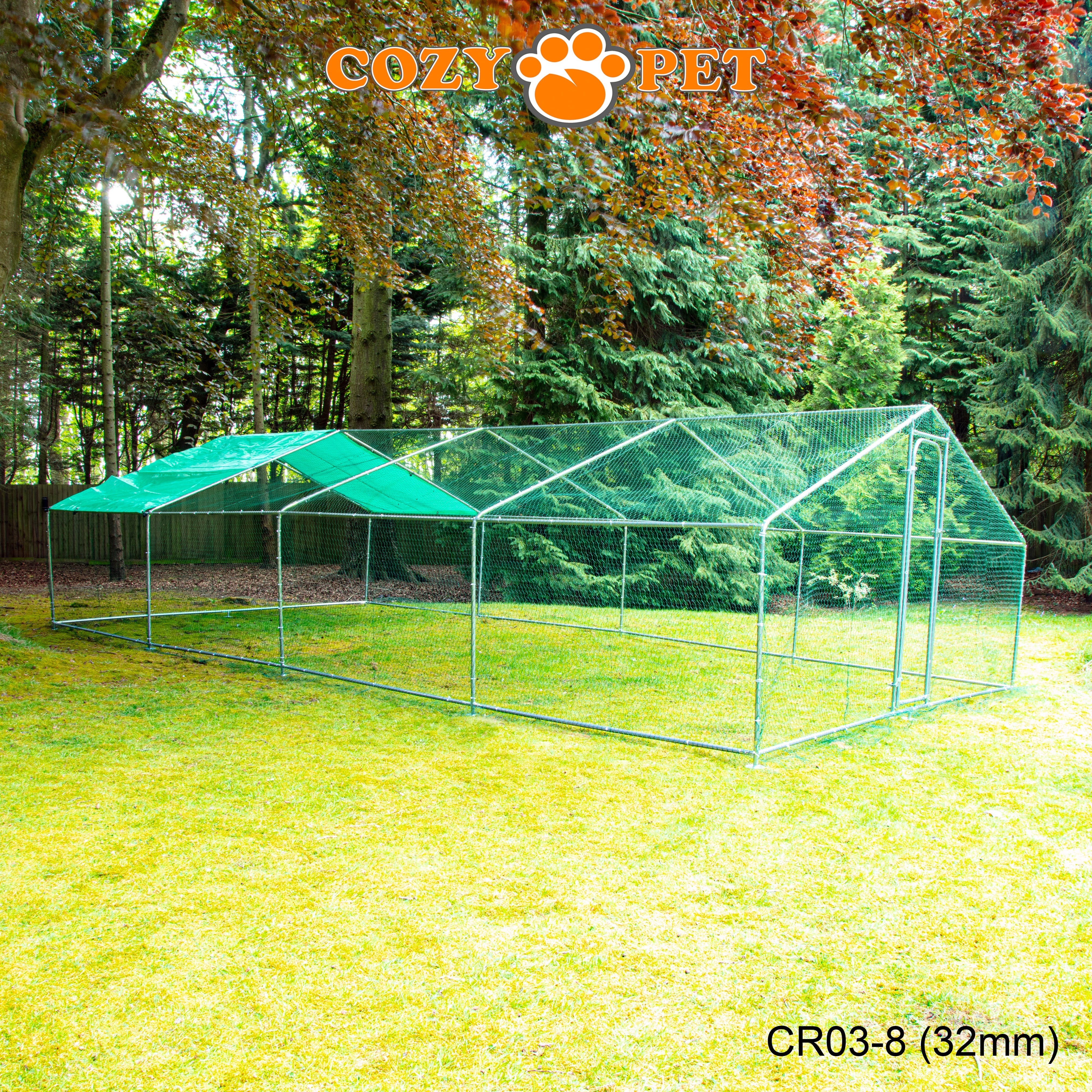 Chicken Run 3m X 8m 32mm Galvanised Steel Frame - CR03-8 (32mm)