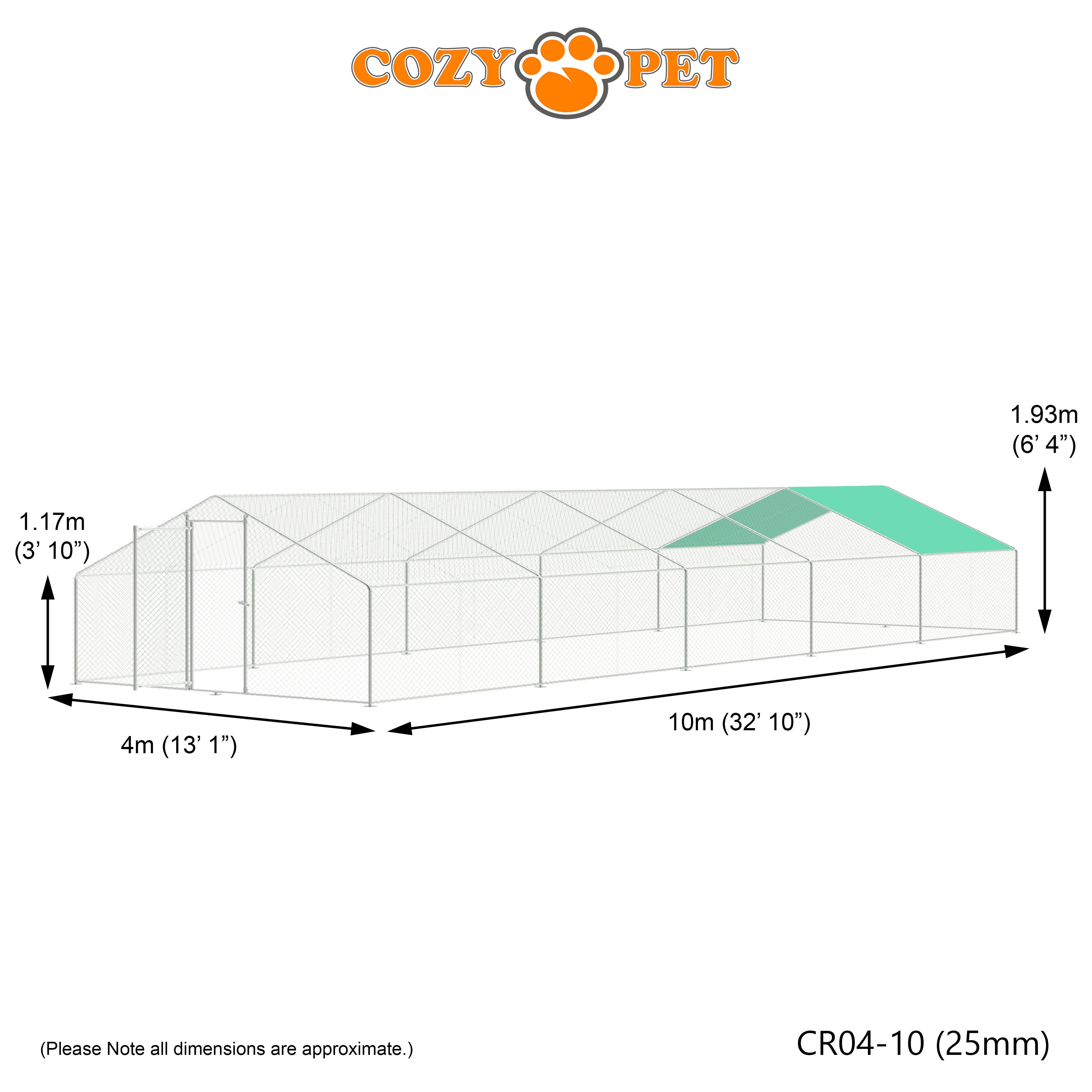 Chicken Run 4m X 10m 25mm Galvanised Steel Frame - CR04-10 (25mm)