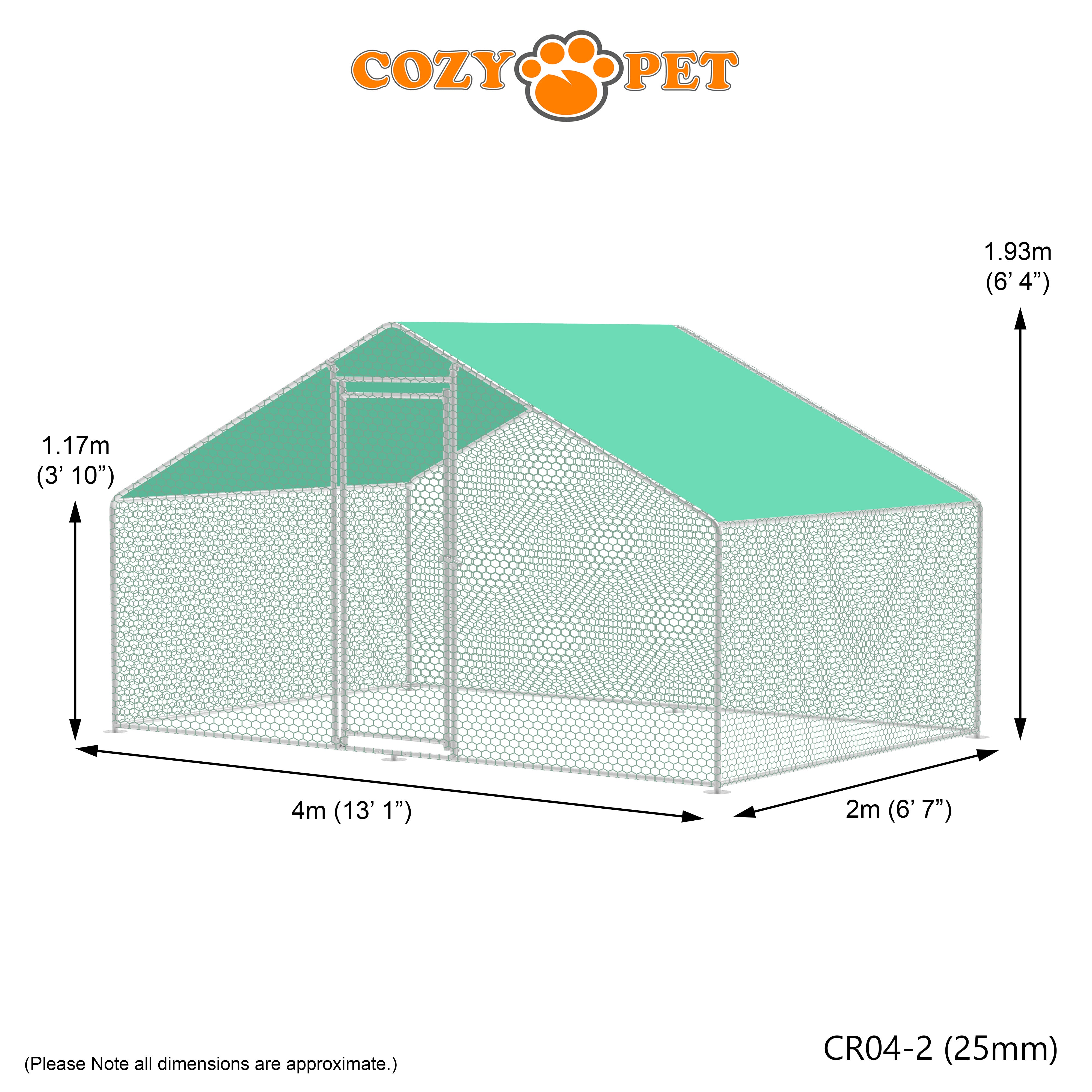 Chicken Run 4m X 2m 25mm Galvanised Steel Frame - CR04-2 (25mm)
