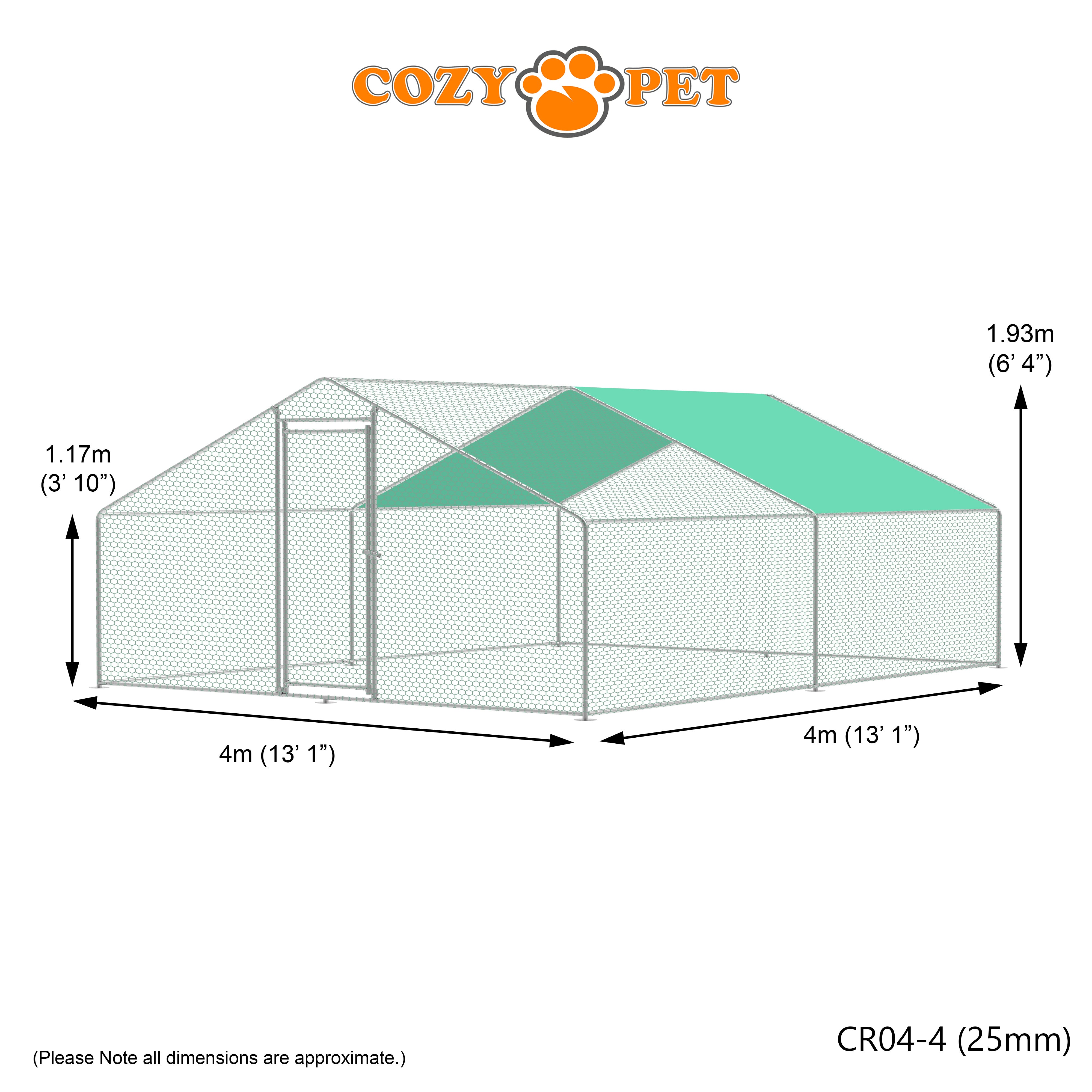 Chicken Run 4m X 4m 25mm Galvanised Steel Frame - CR04-4 (25mm)