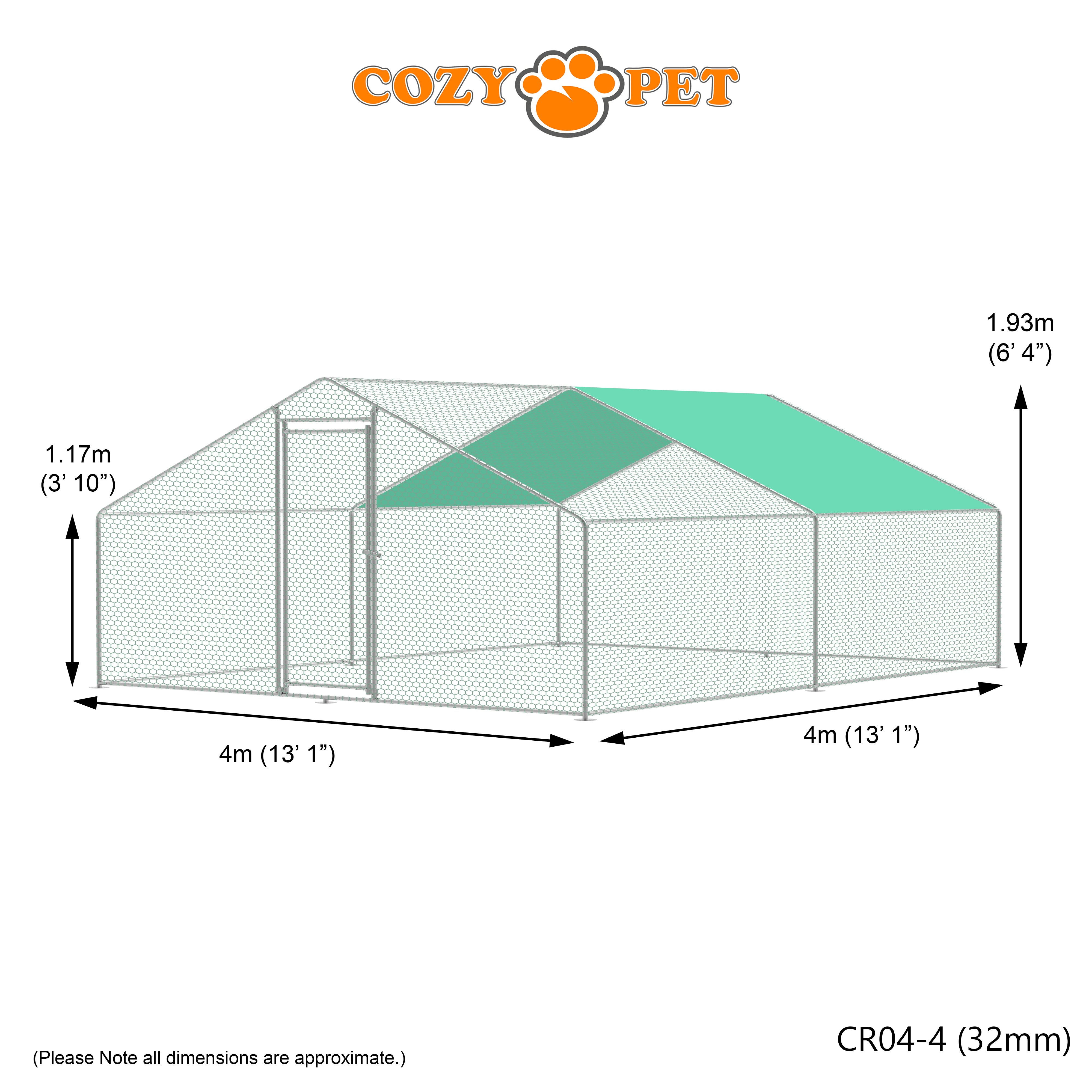 Chicken Run 4m X 4m 32mm Galvanised Steel Frame - CR04-4 (32mm)