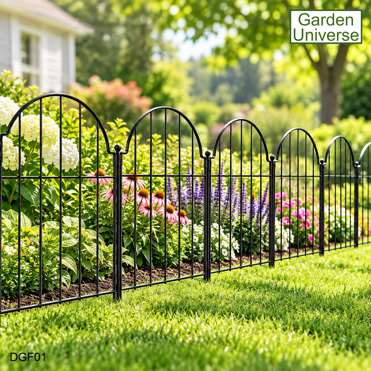 Garden Universe Decorative Metal Garden Fence 43cm High No Dig Border Edging Animal Barrier 3.3m 10 Panels - DGF01