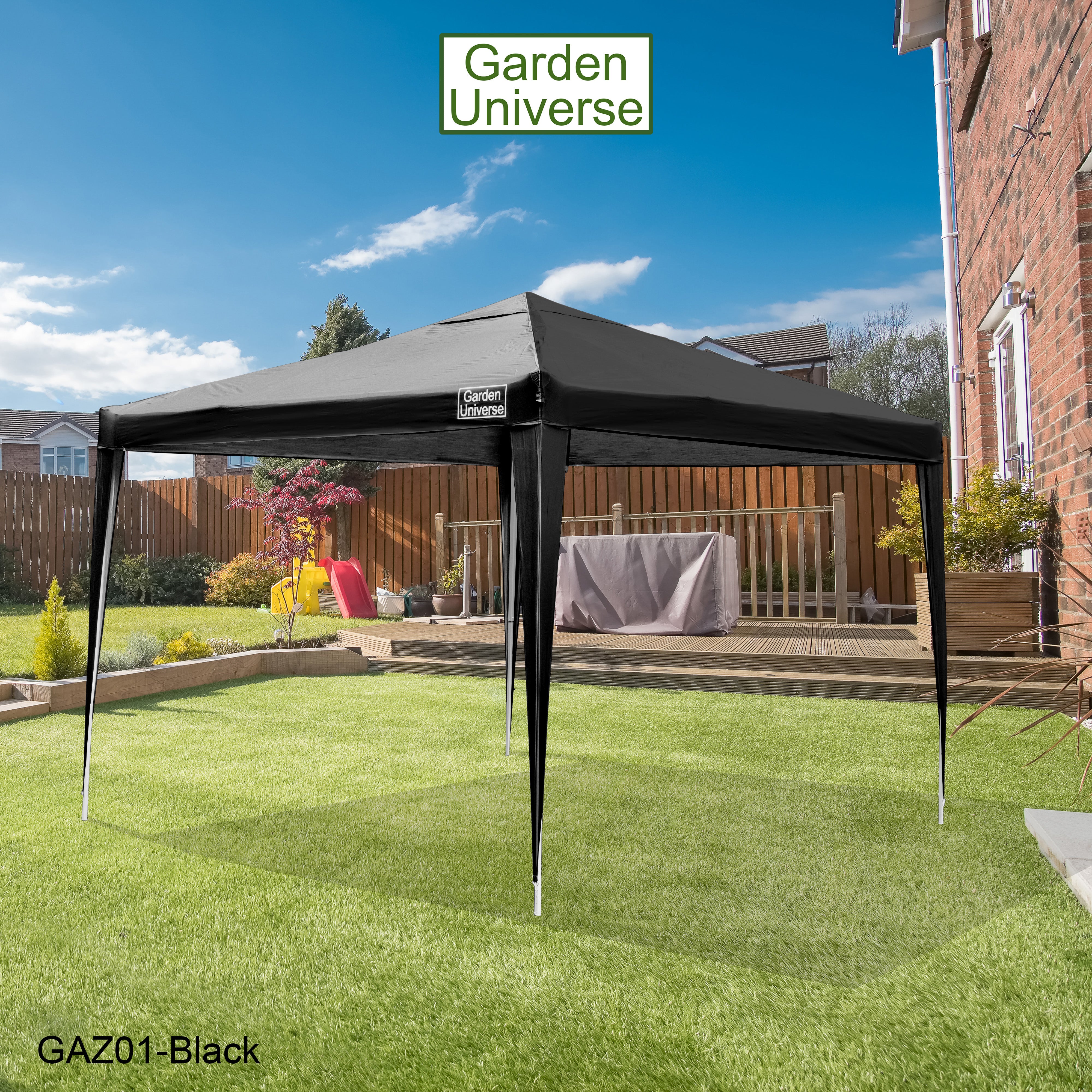 Gazebo 3 x 3m Steel Frame Marquee Canopy Party Tent Black (No Walls) GAZ01-Black