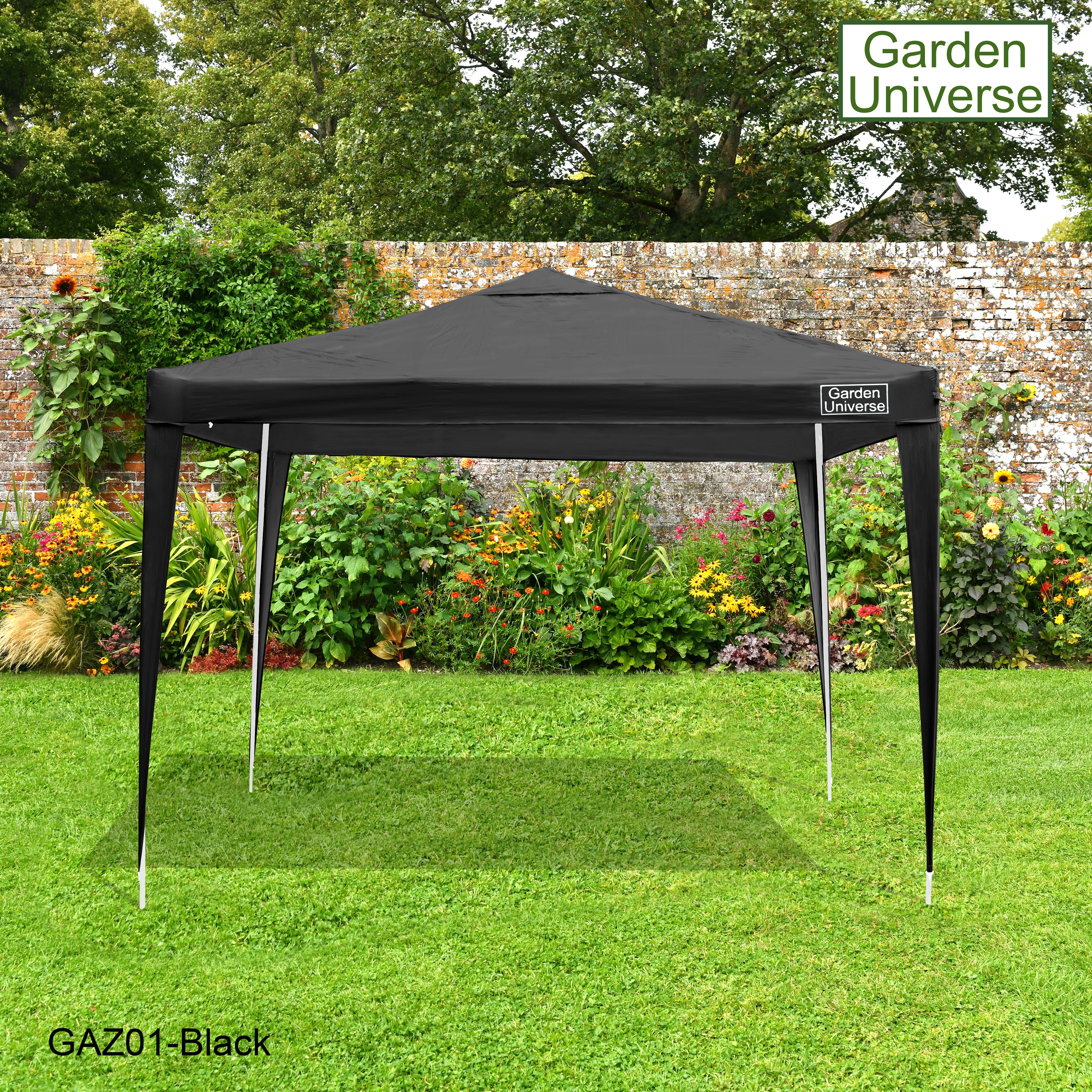 Gazebo 3 x 3m Steel Frame Marquee Canopy Party Tent Black (No Walls) GAZ01-Black