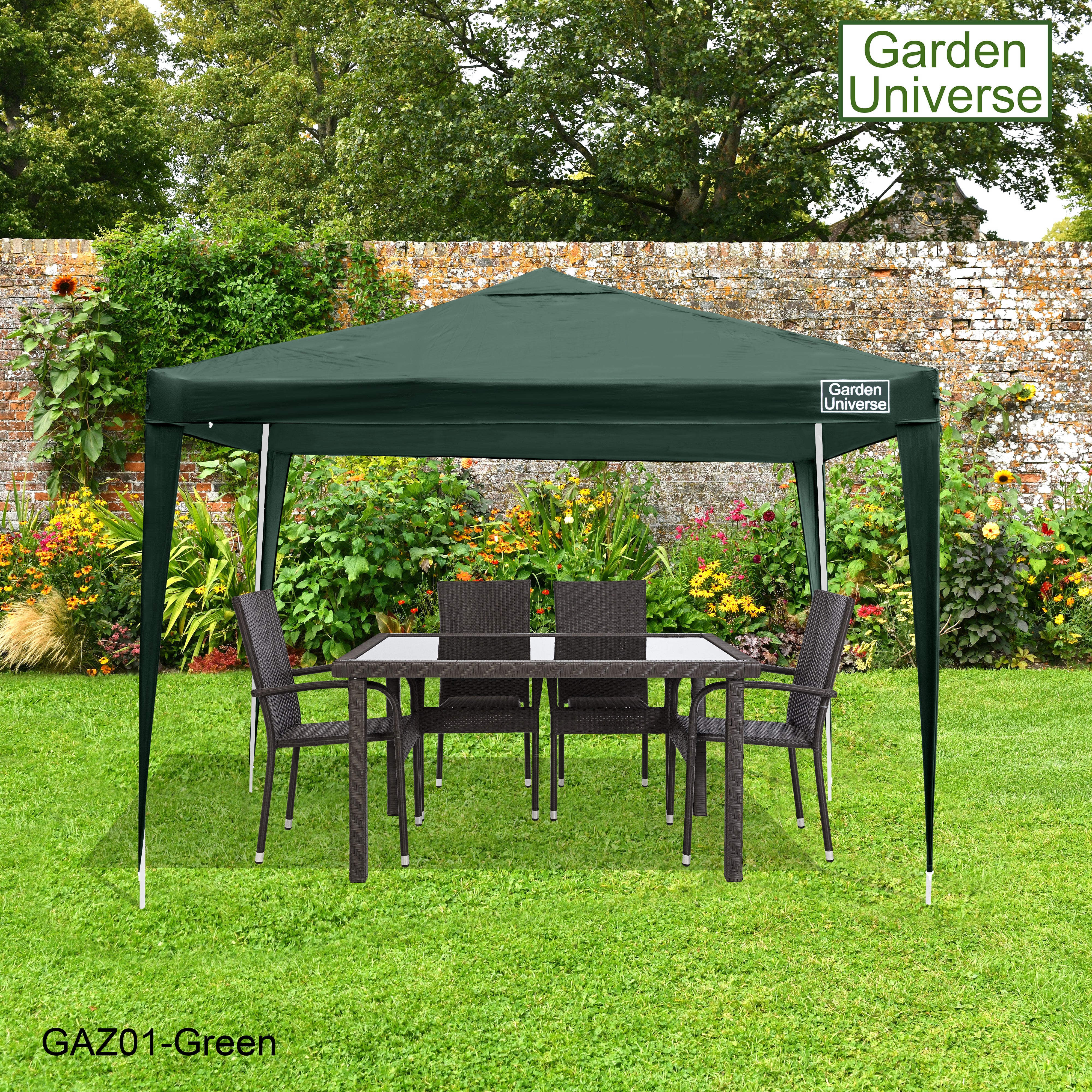 Gazebo 3 x 3m Steel Frame Marquee Canopy Party Tent Black (No Walls) GAZ01-Green