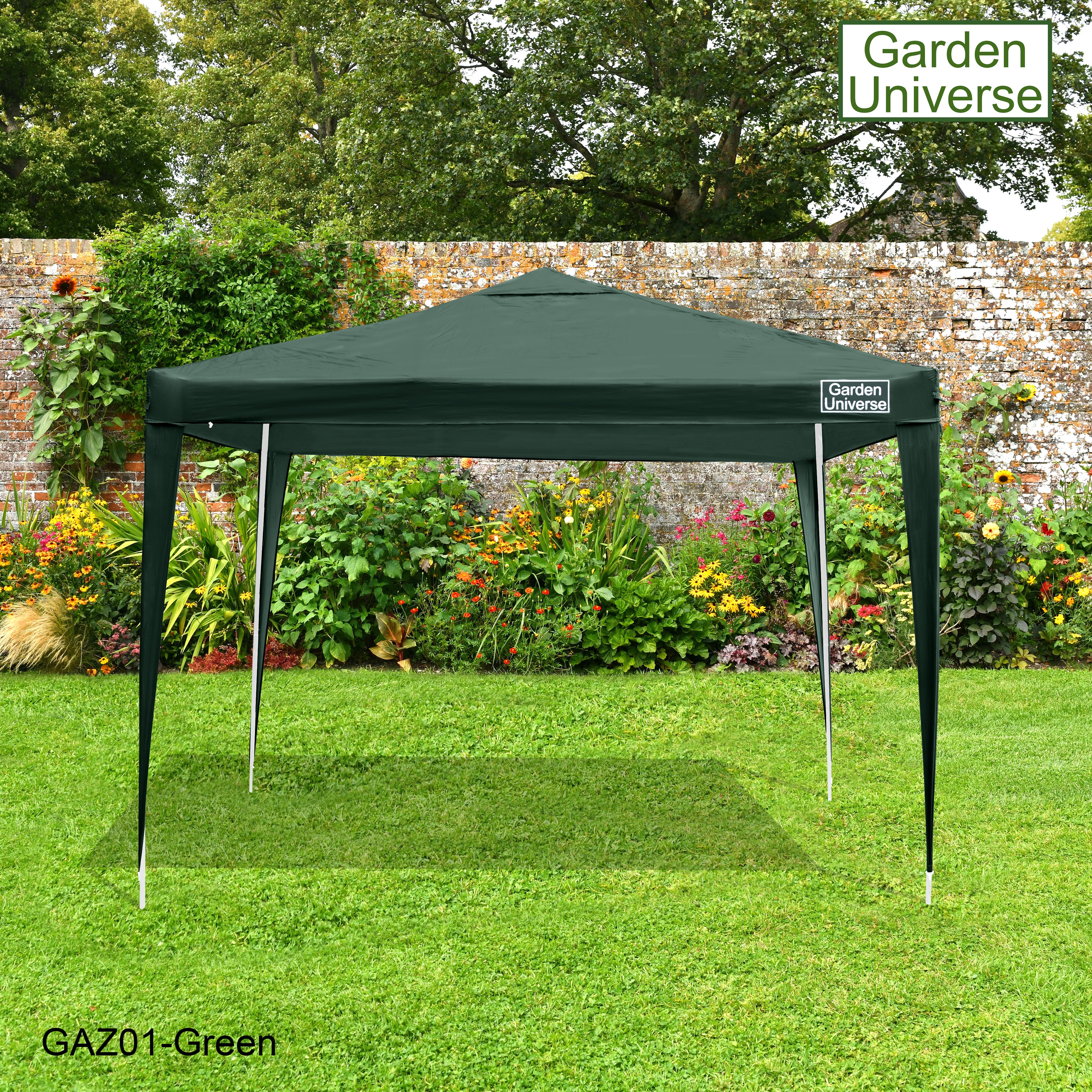 Gazebo 3 x 3m Steel Frame Marquee Canopy Party Tent Black (No Walls) GAZ01-Green