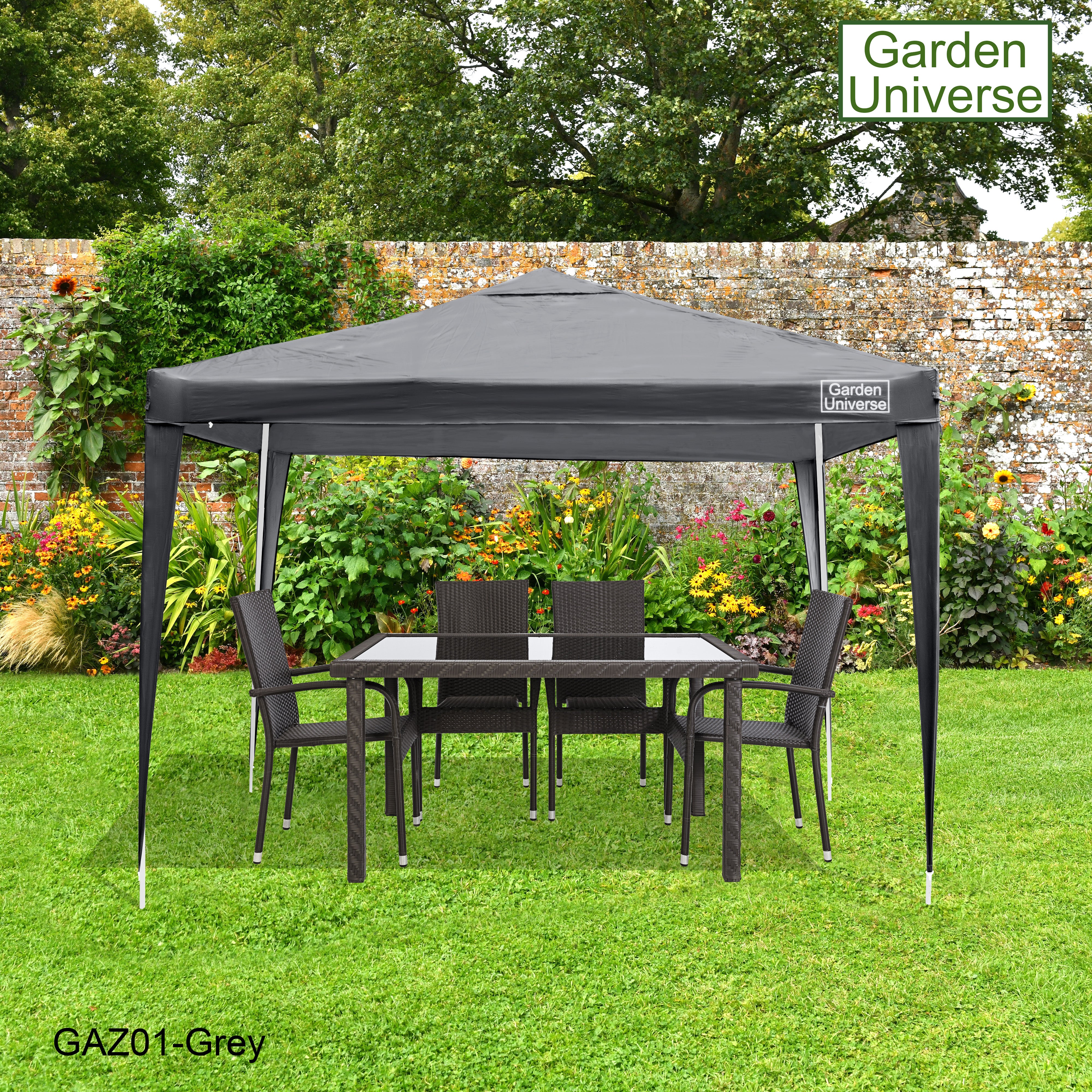 Gazebo 3 x 3m Steel Frame Marquee Canopy Party Tent Black (No Walls) GAZ01-Grey