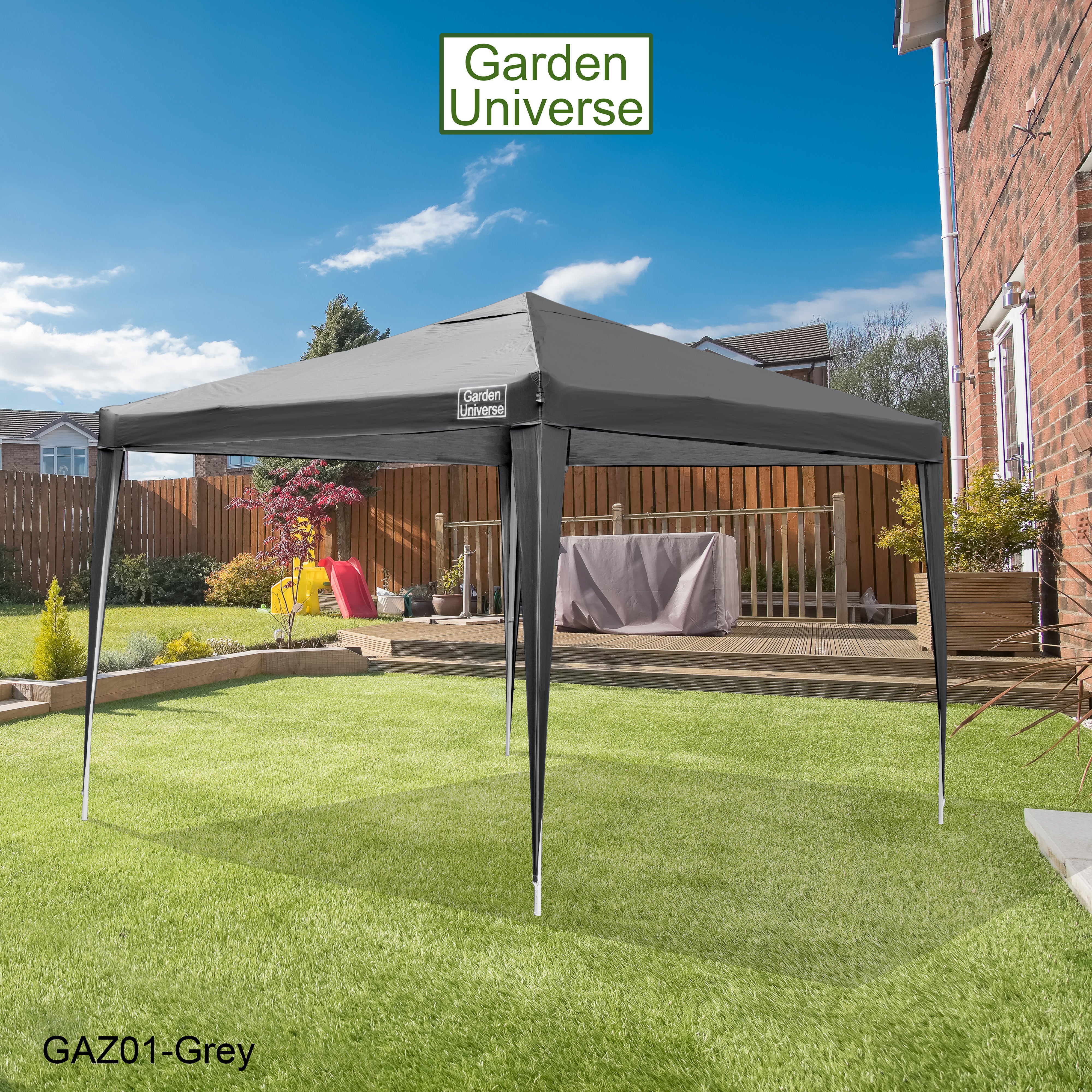 Gazebo 3 x 3m Steel Frame Marquee Canopy Party Tent Black (No Walls) GAZ01-Grey