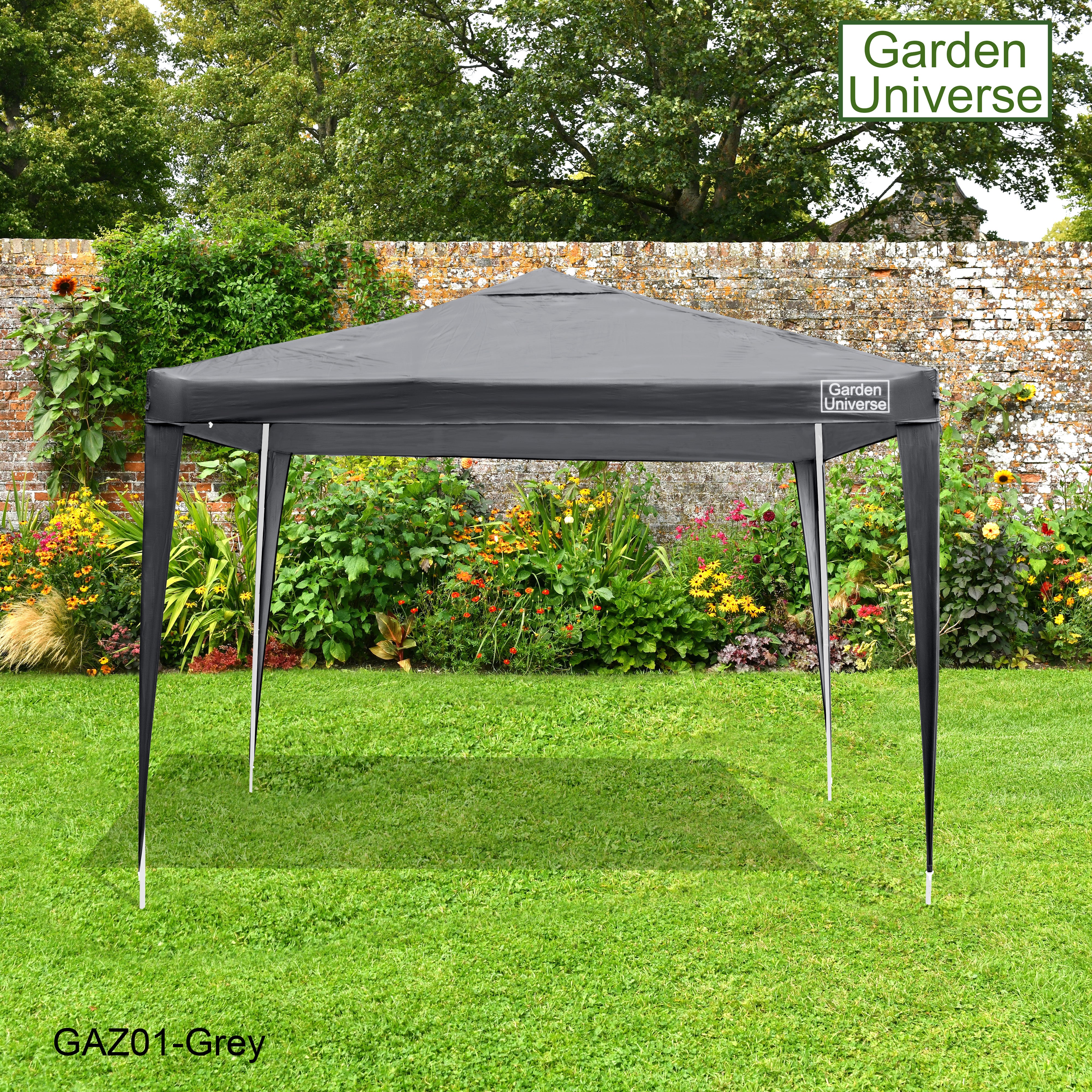 Gazebo 3 x 3m Steel Frame Marquee Canopy Party Tent Black (No Walls) GAZ01-Grey