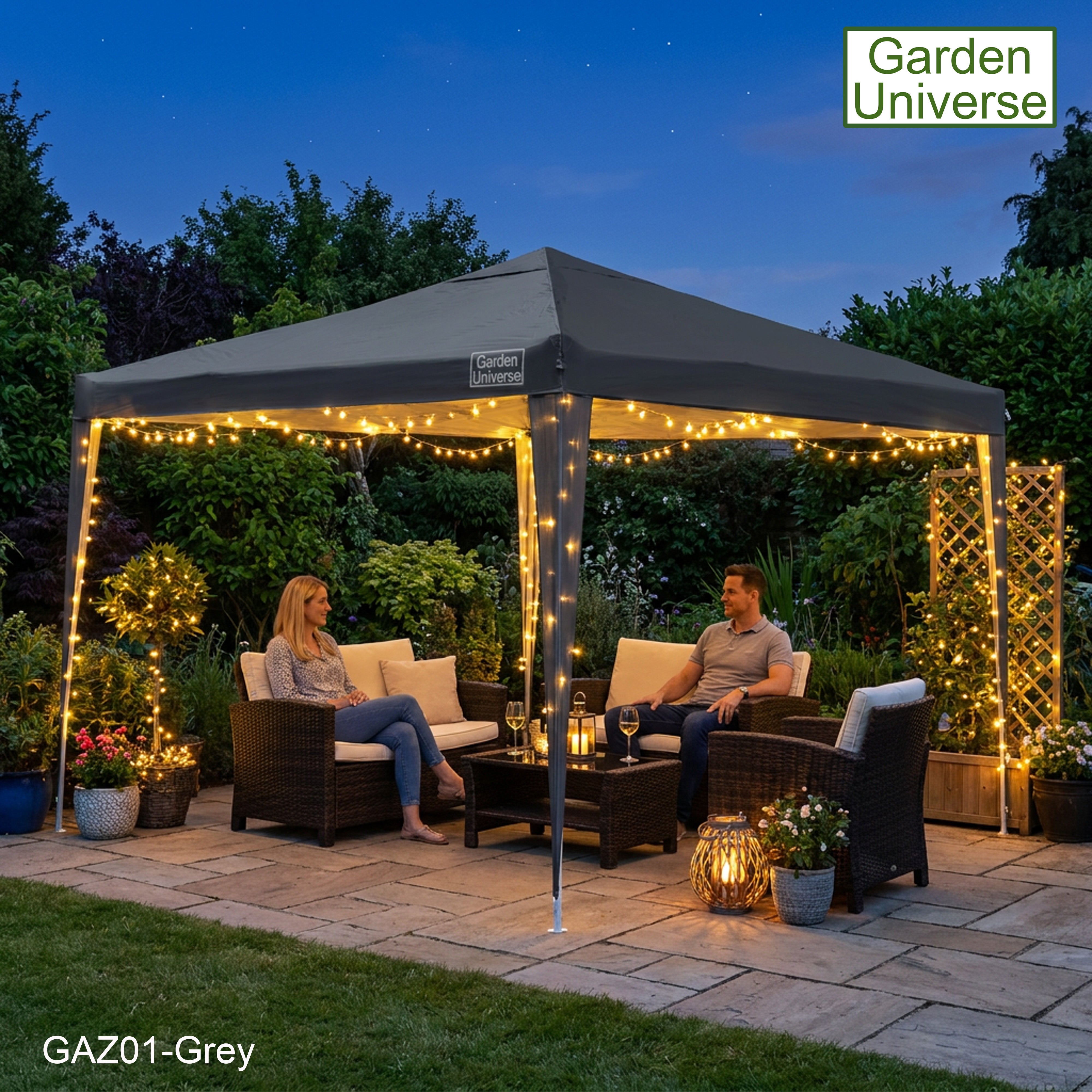 Gazebo 3 x 3m Steel Frame Marquee Canopy Party Tent Black (No Walls) GAZ01-Grey