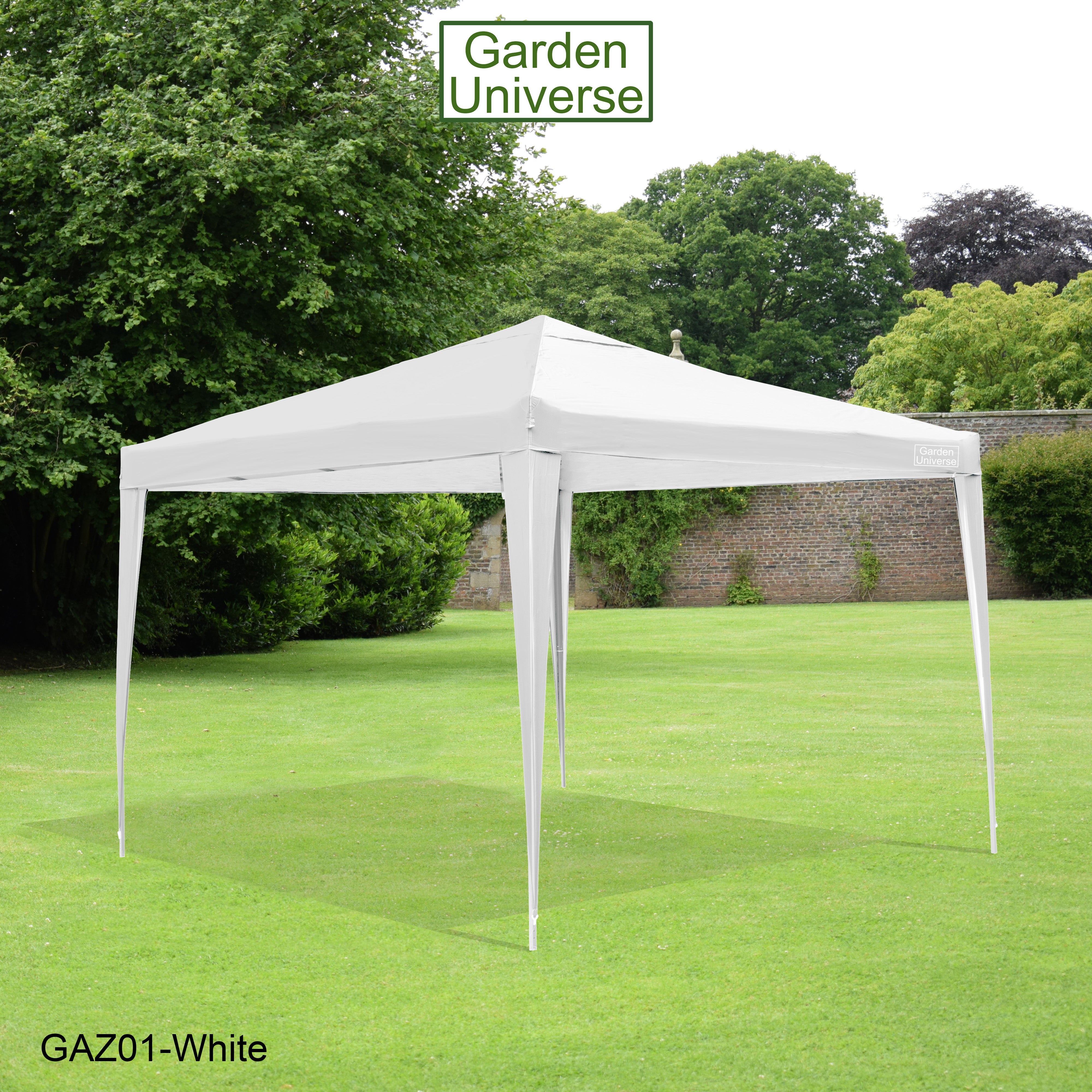Gazebo 3 x 3m Steel Frame Marquee Canopy Party Tent Black (No Walls) GAZ01-White