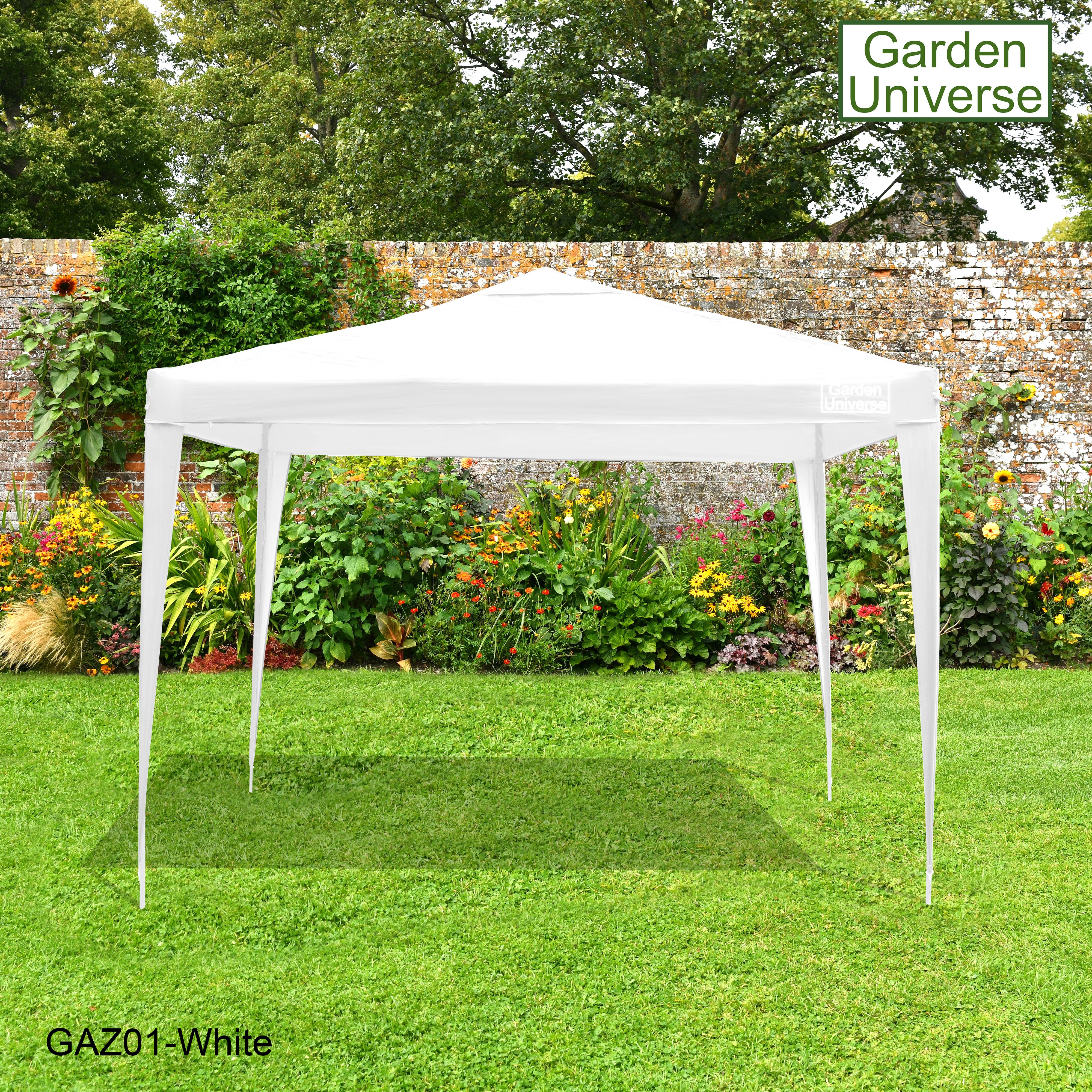 Gazebo 3 x 3m Steel Frame Marquee Canopy Party Tent Black (No Walls) GAZ01-White