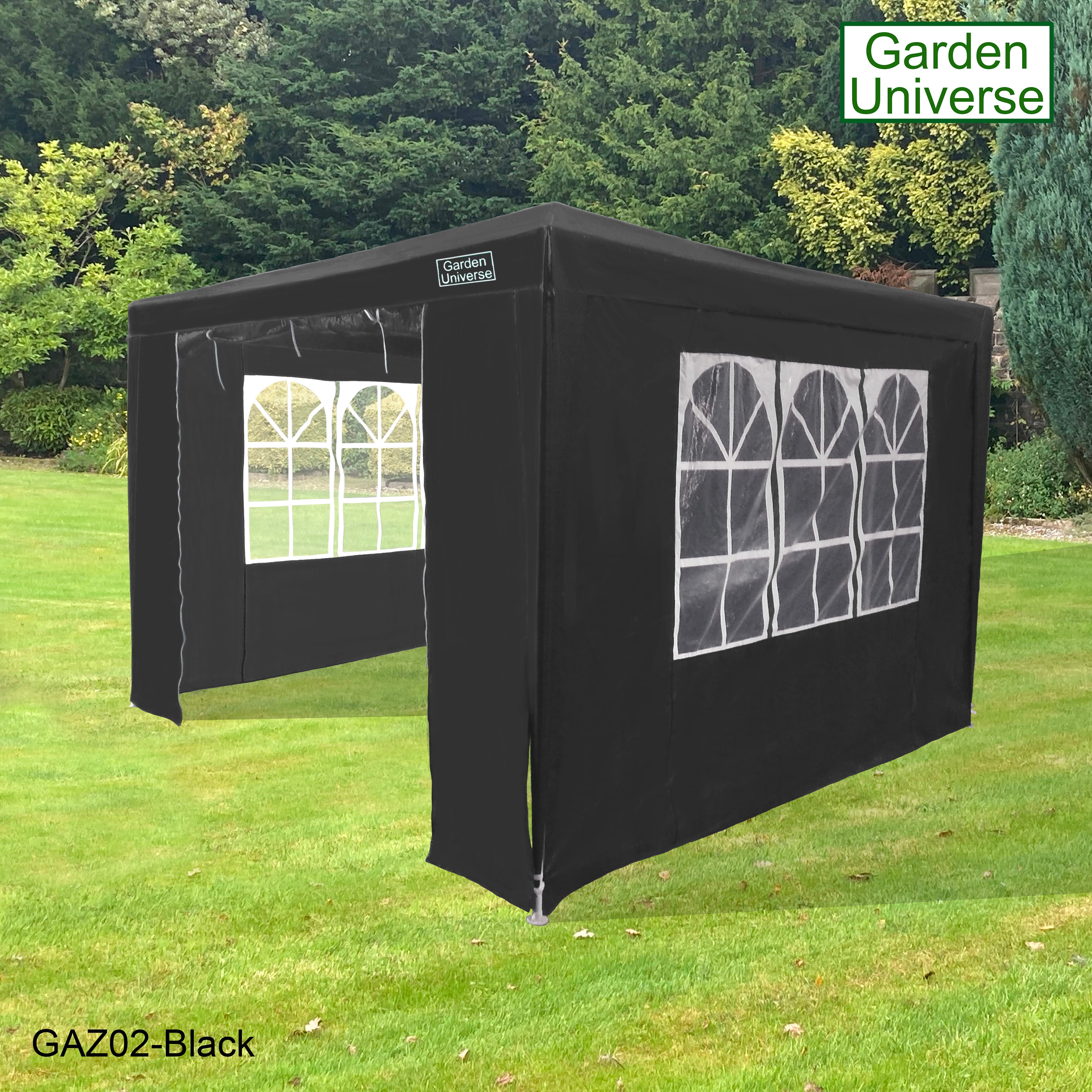 Gazebo 3 x 3m with Four Walls Steel Frame Black GAZ02-Black