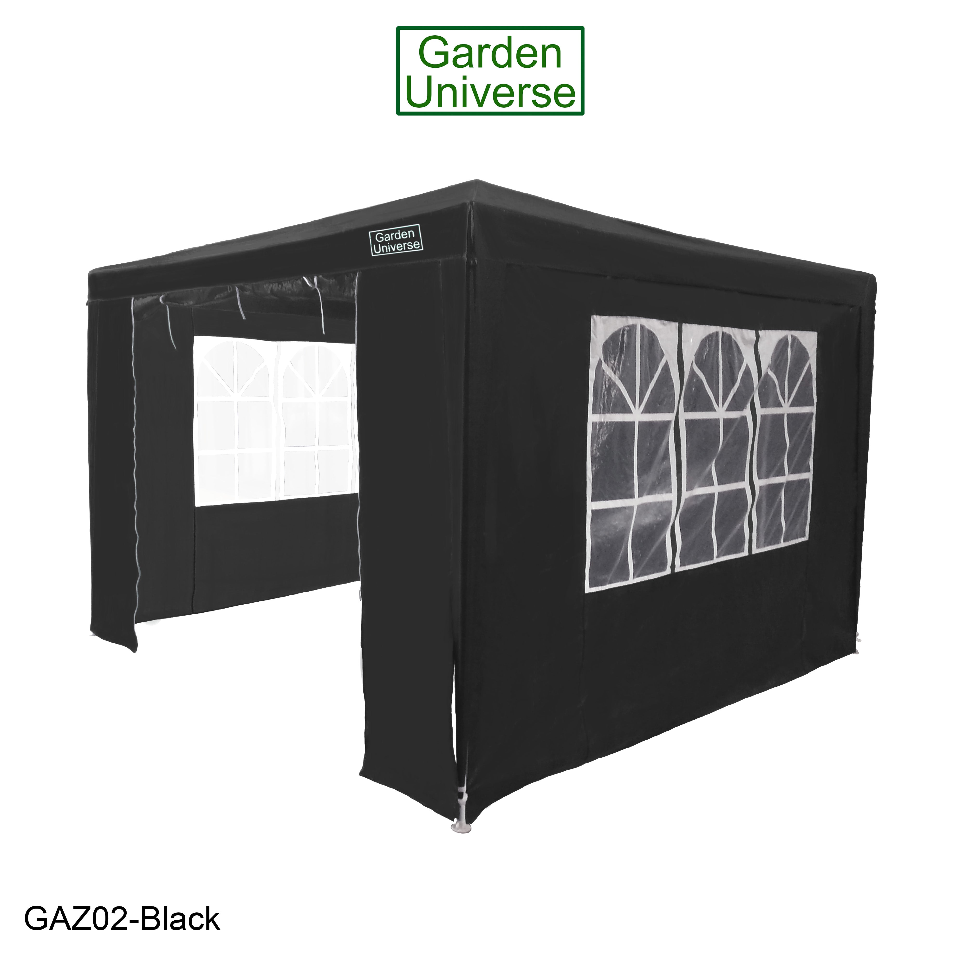 Gazebo 3 x 3m with Four Walls Steel Frame Black GAZ02-Black