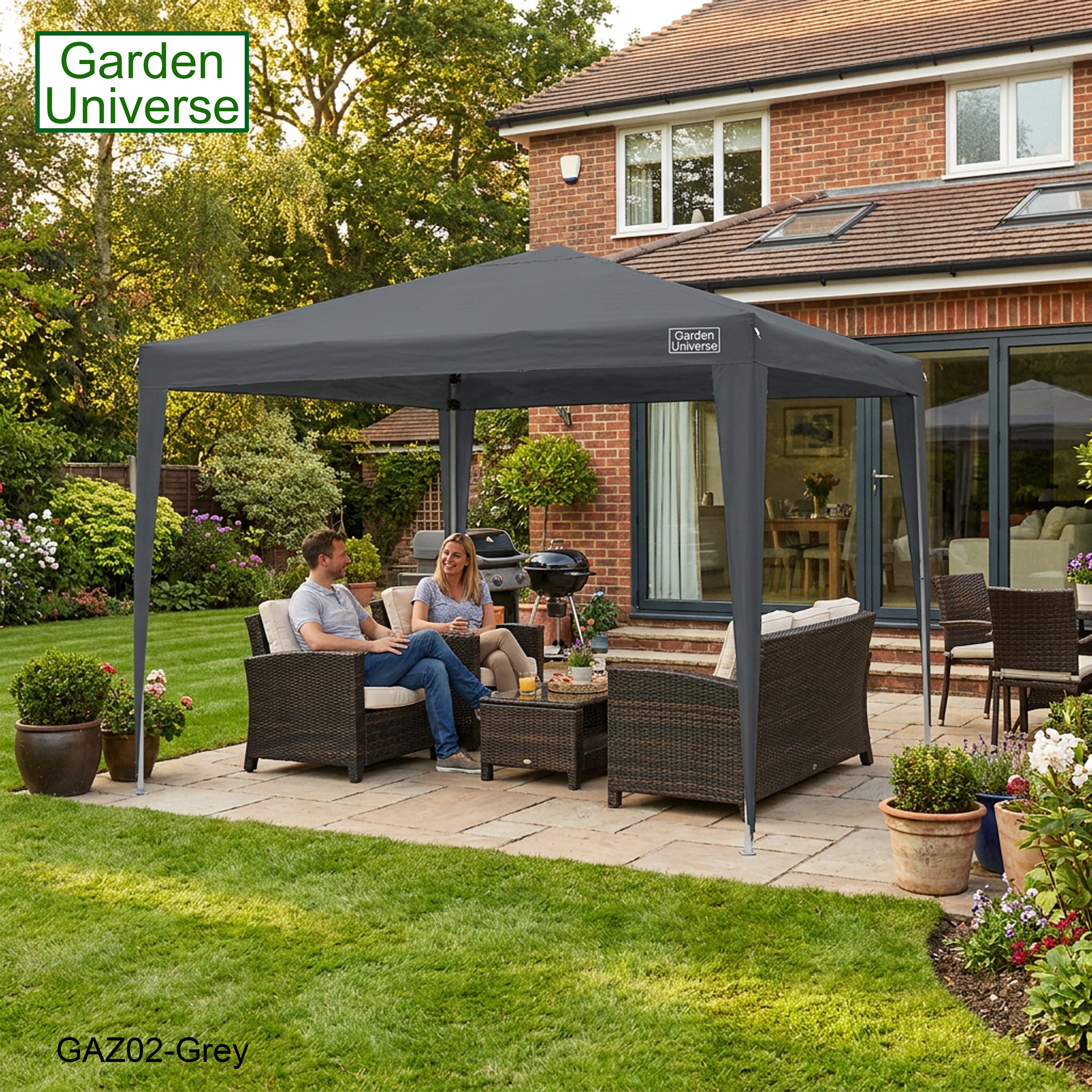Gazebo 3 x 3m with Four Walls Steel Frame Grey GAZ02-Grey