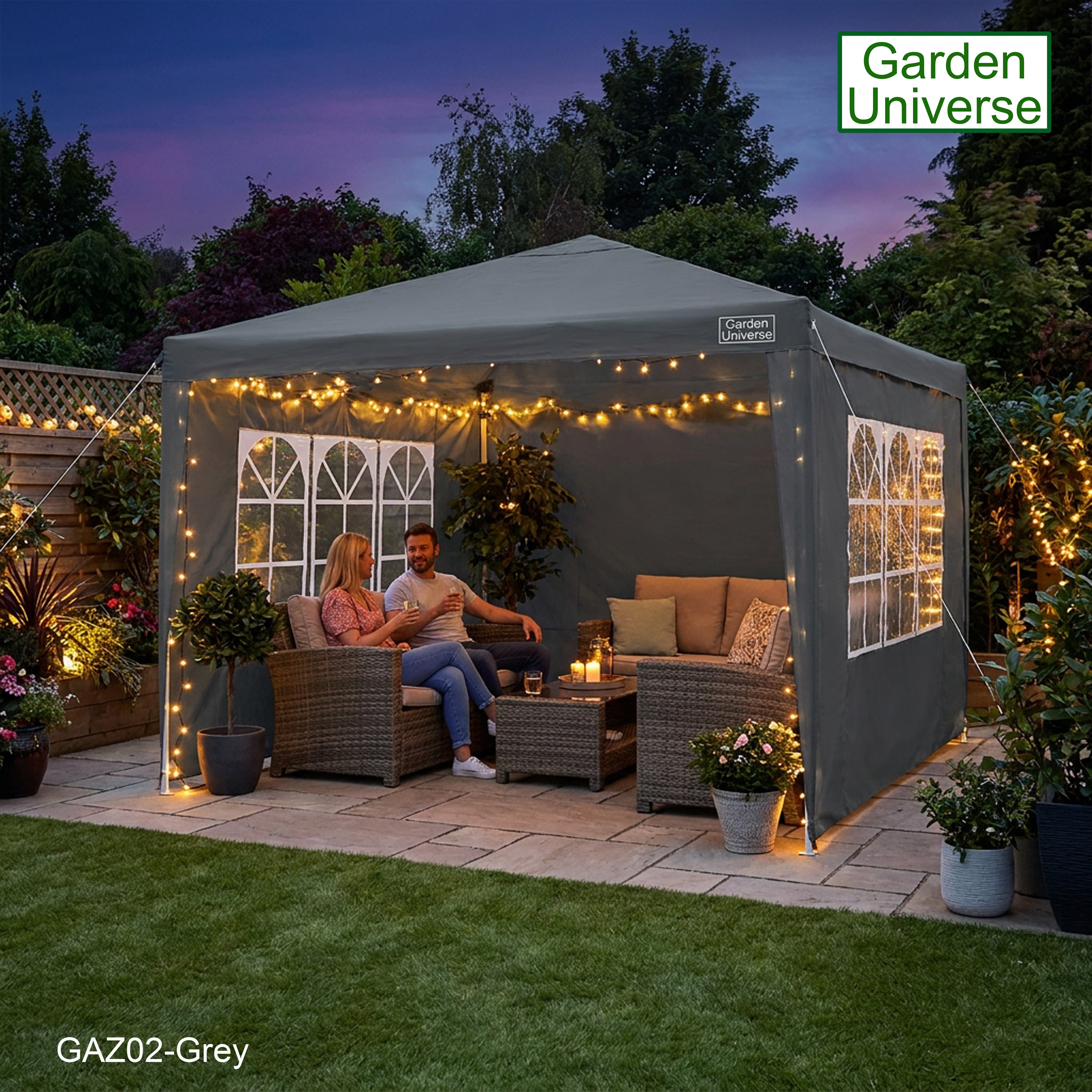 Gazebo 3 x 3m with Four Walls Steel Frame Grey GAZ02-Grey