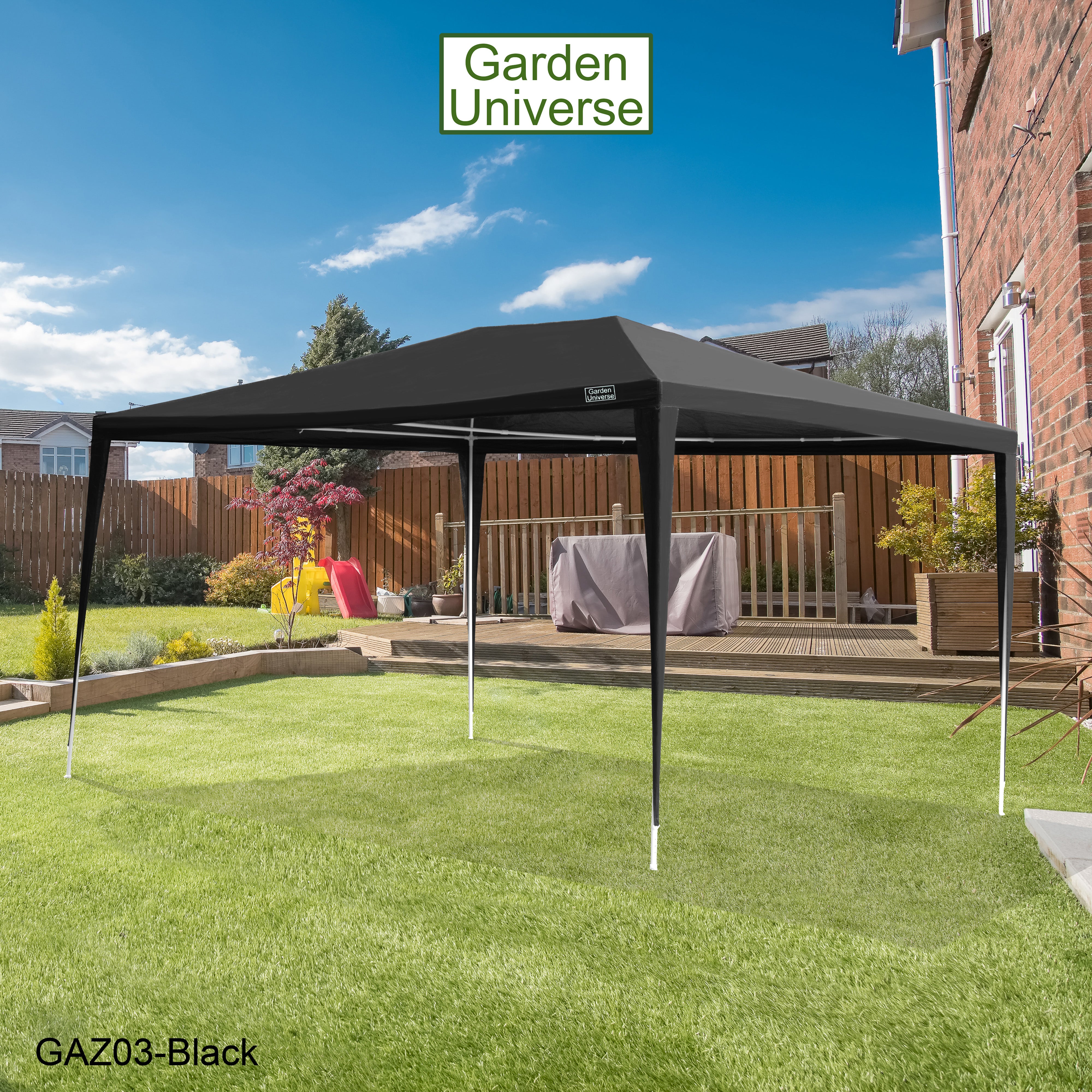 Gazebo 3m x 4m with Four Side Walls Steel Frame in Black - GAZ03-Black