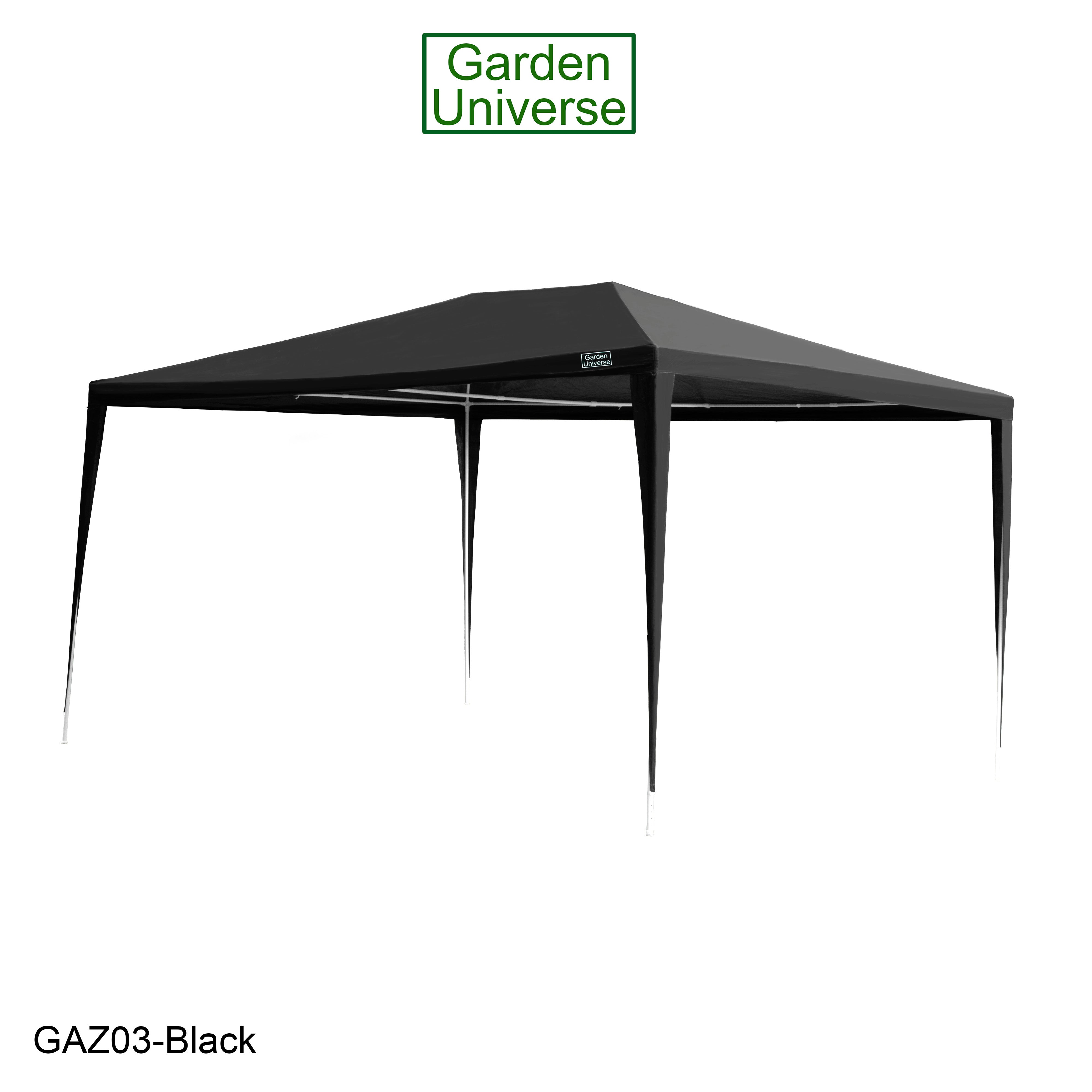 Gazebo 3m x 4m with Four Side Walls Steel Frame in Black - GAZ03-Black