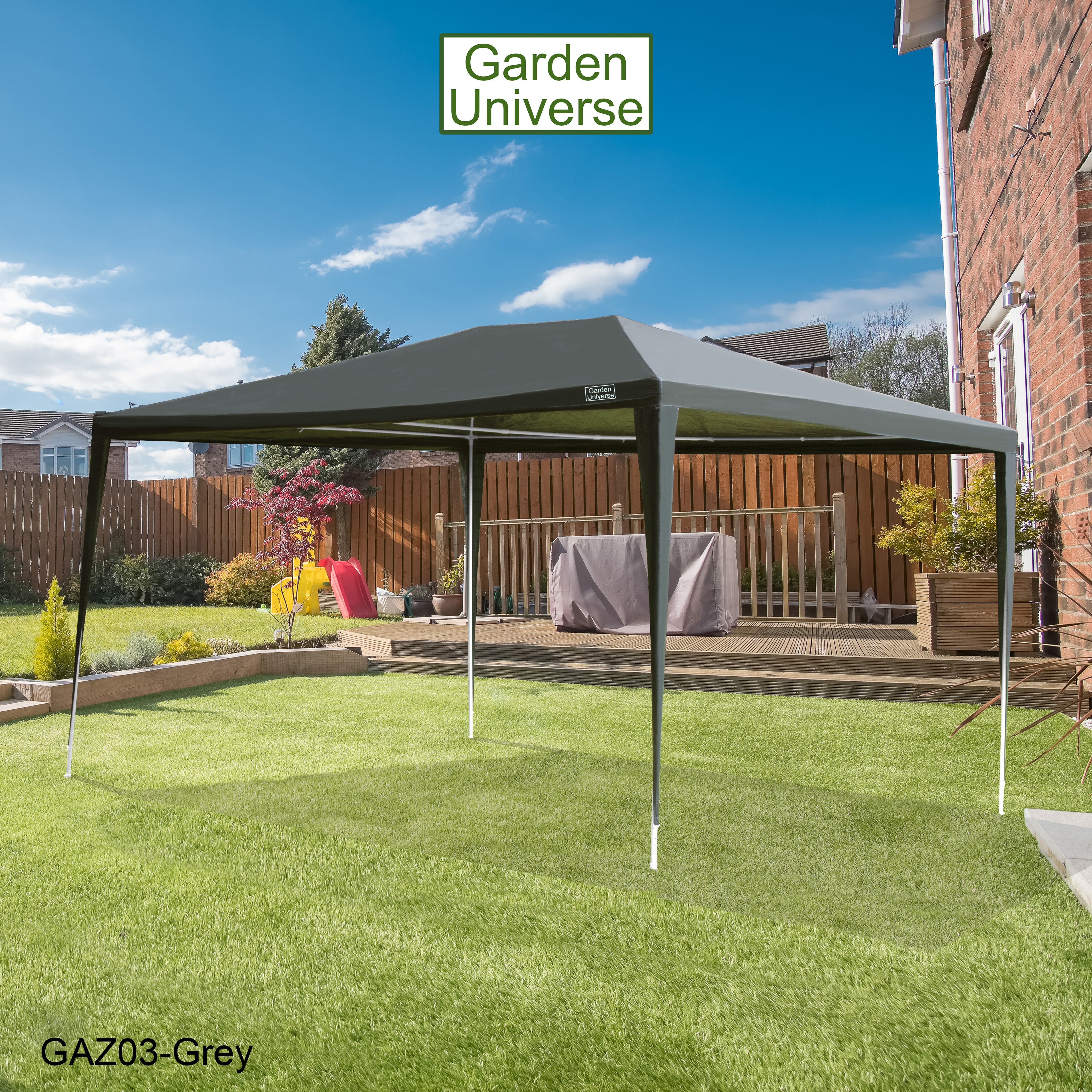 Gazebo 3m x 4m with Four Side Walls Steel Frame in Grey - GAZ03-Grey