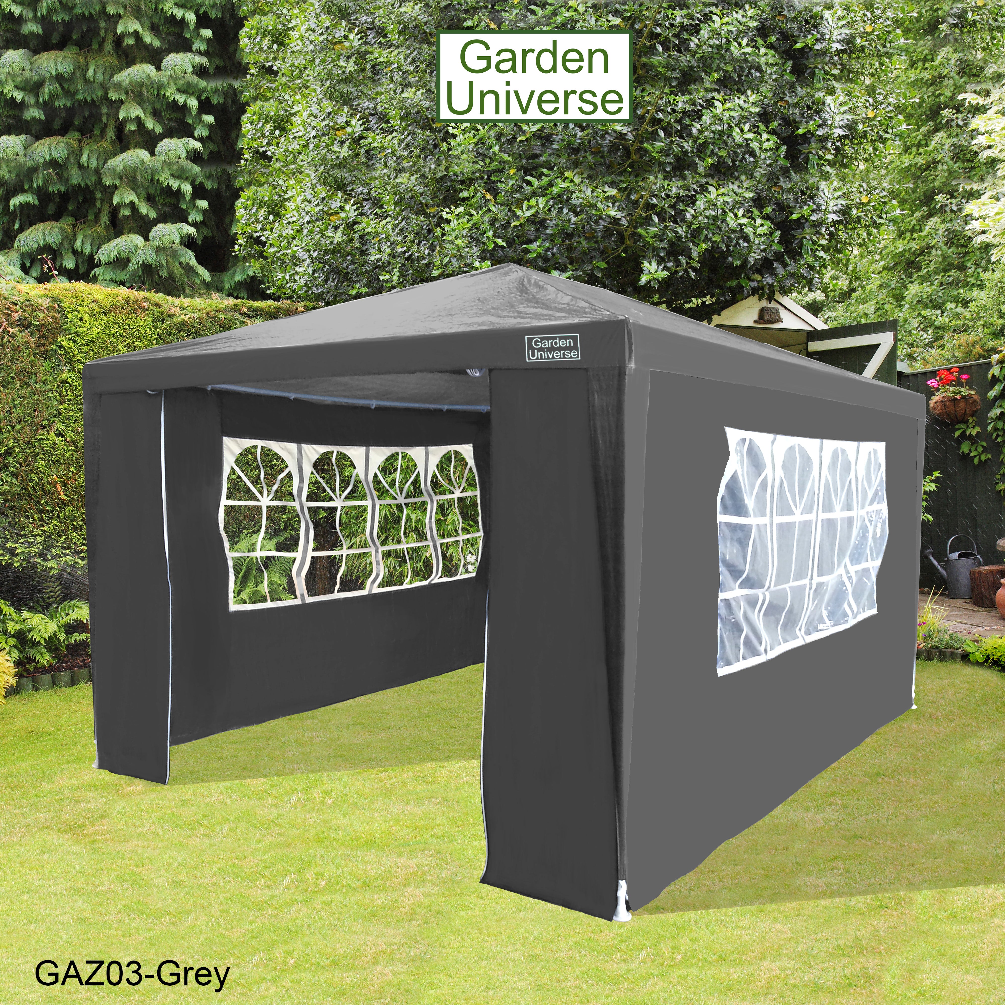 Gazebo 3m x 4m with Four Side Walls Steel Frame in Grey - GAZ03-Grey