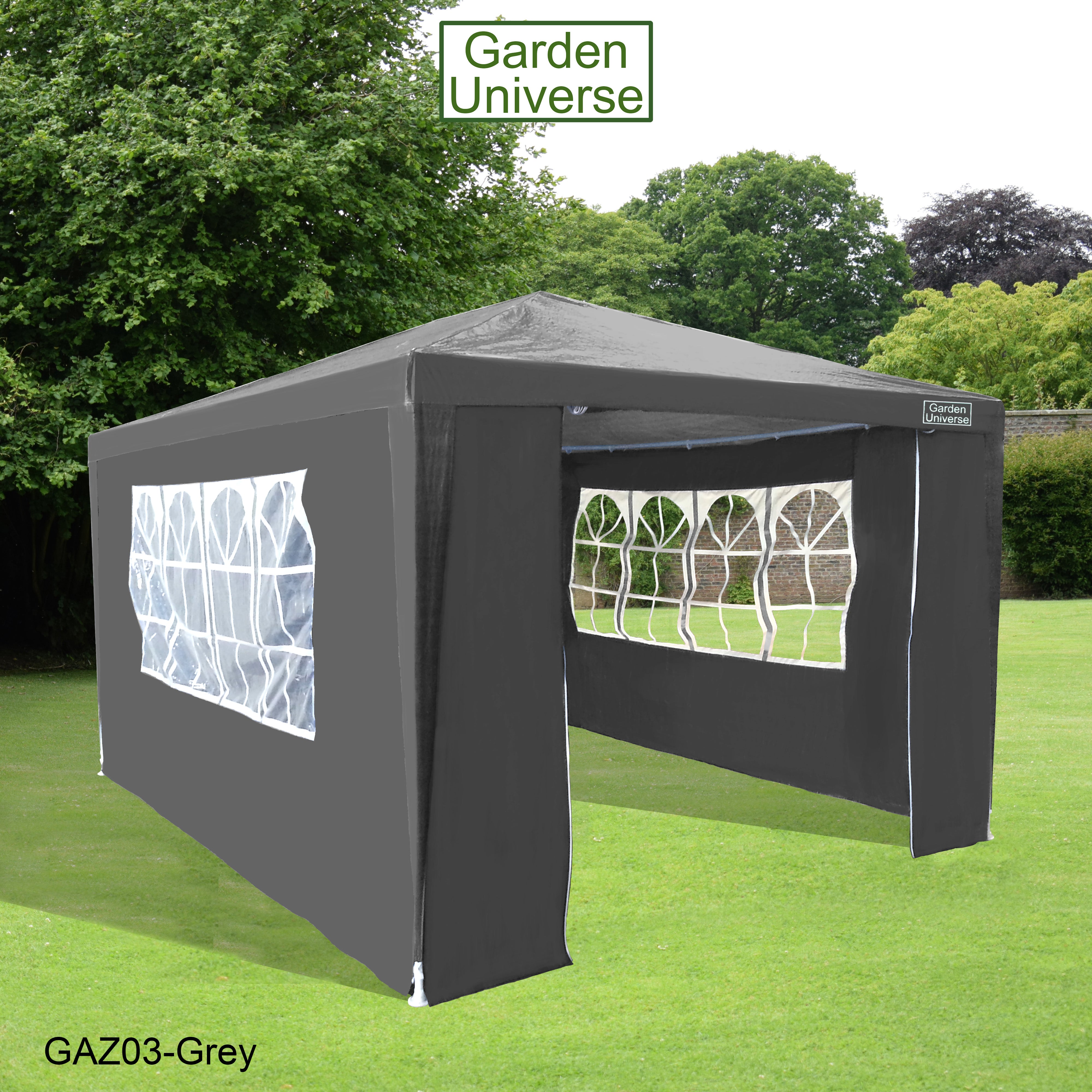 Gazebo 3m x 4m with Four Side Walls Steel Frame in Grey - GAZ03-Grey