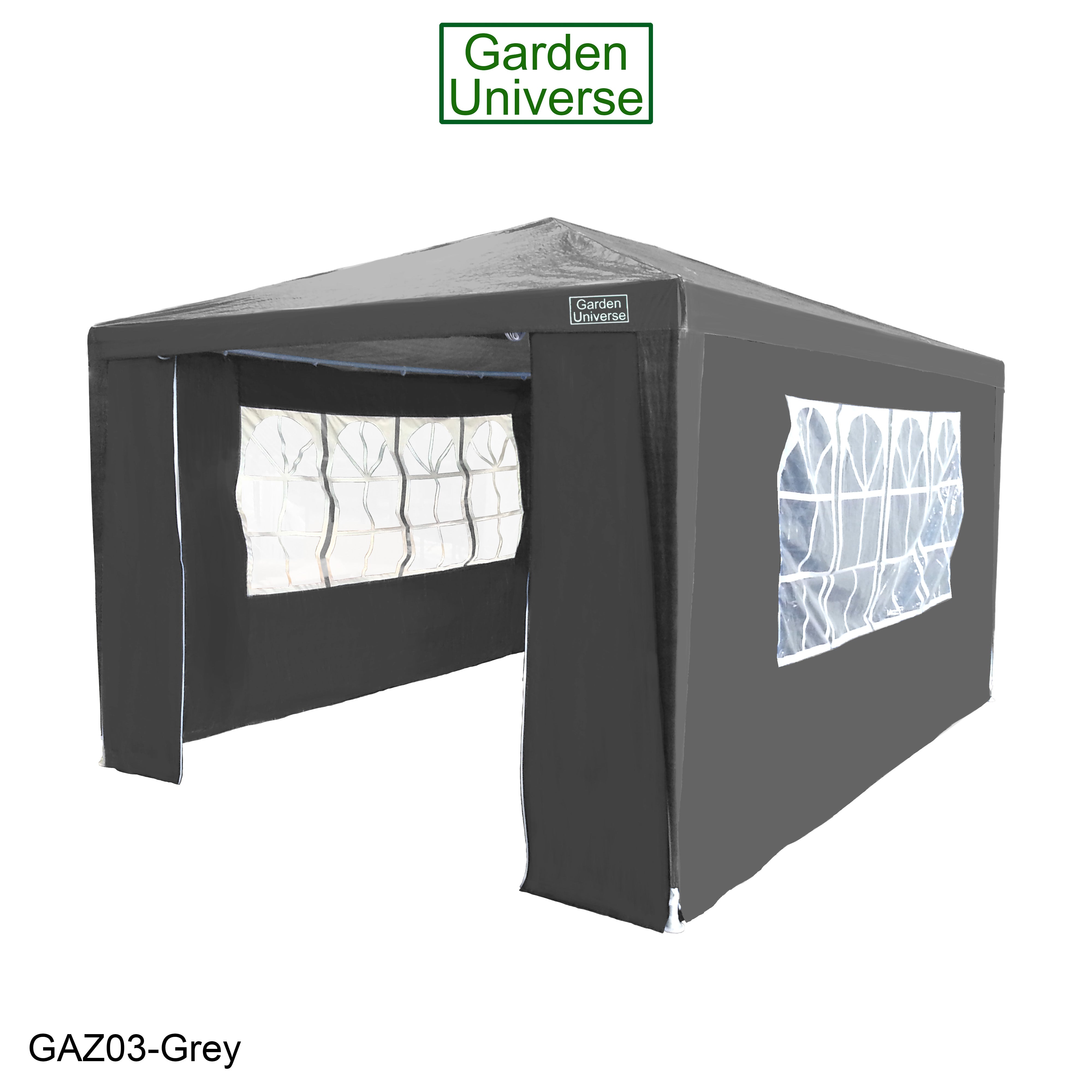 Gazebo 3m x 4m with Four Side Walls Steel Frame in Grey - GAZ03-Grey