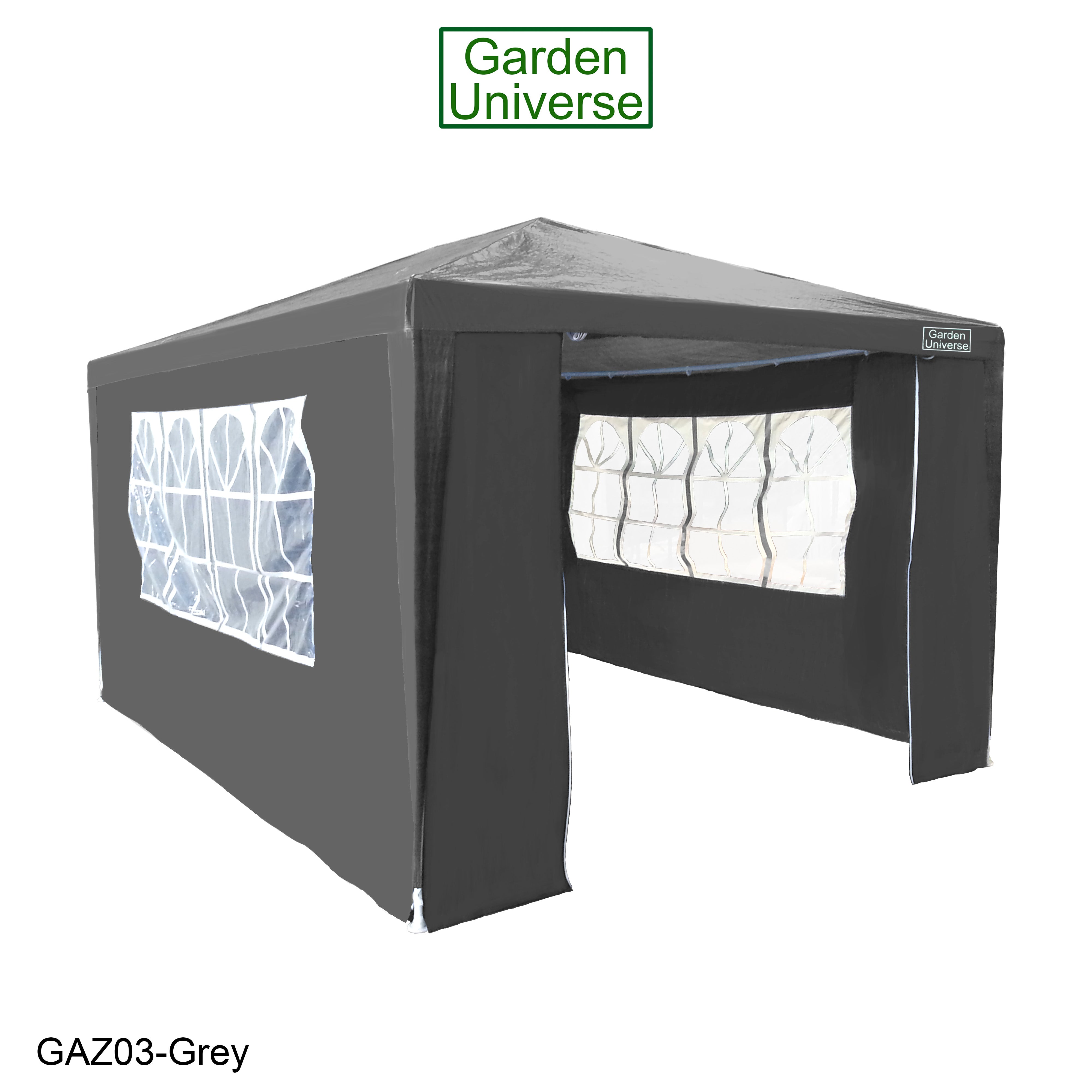 Gazebo 3m x 4m with Four Side Walls Steel Frame in Grey - GAZ03-Grey