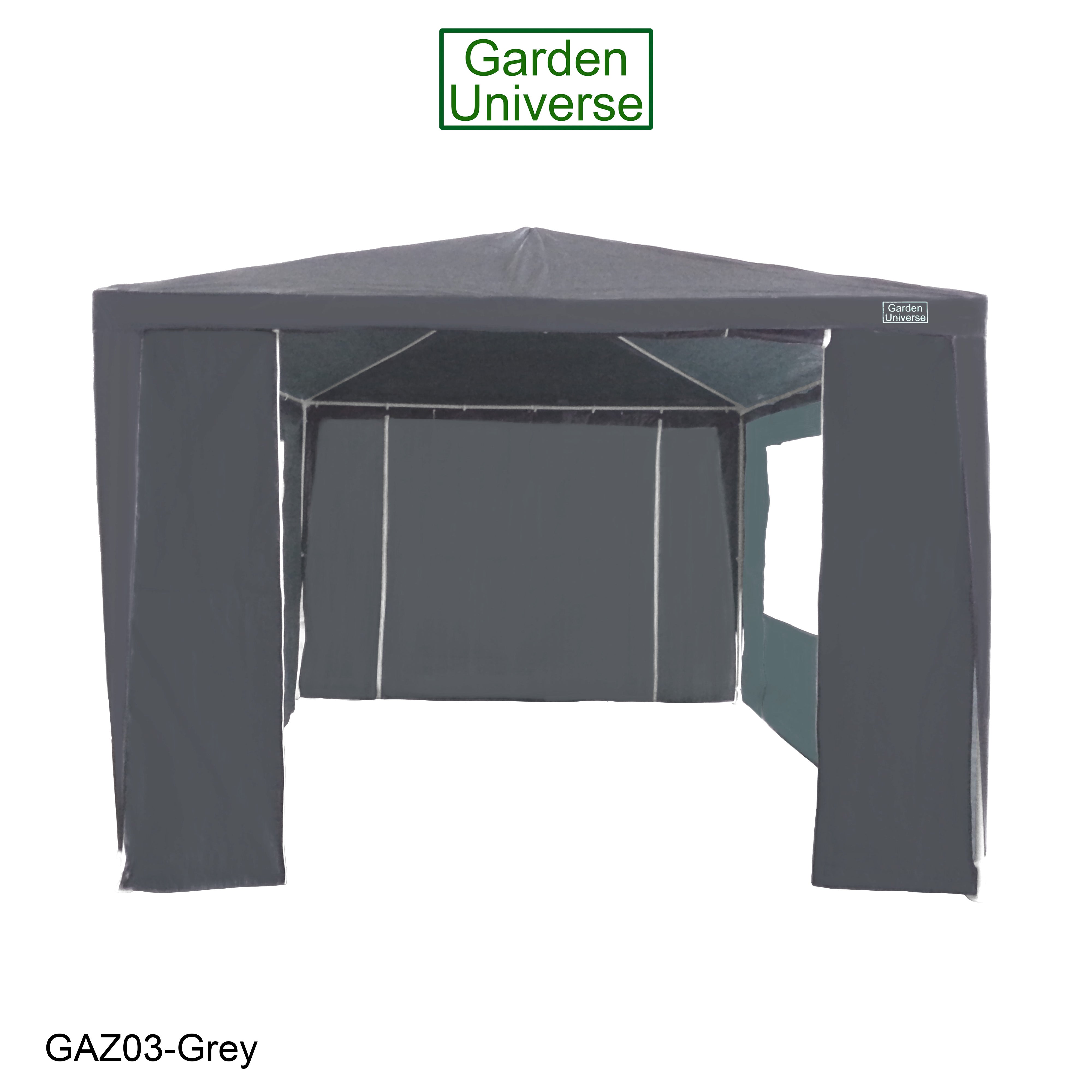 Gazebo 3m x 4m with Four Side Walls Steel Frame in Grey - GAZ03-Grey