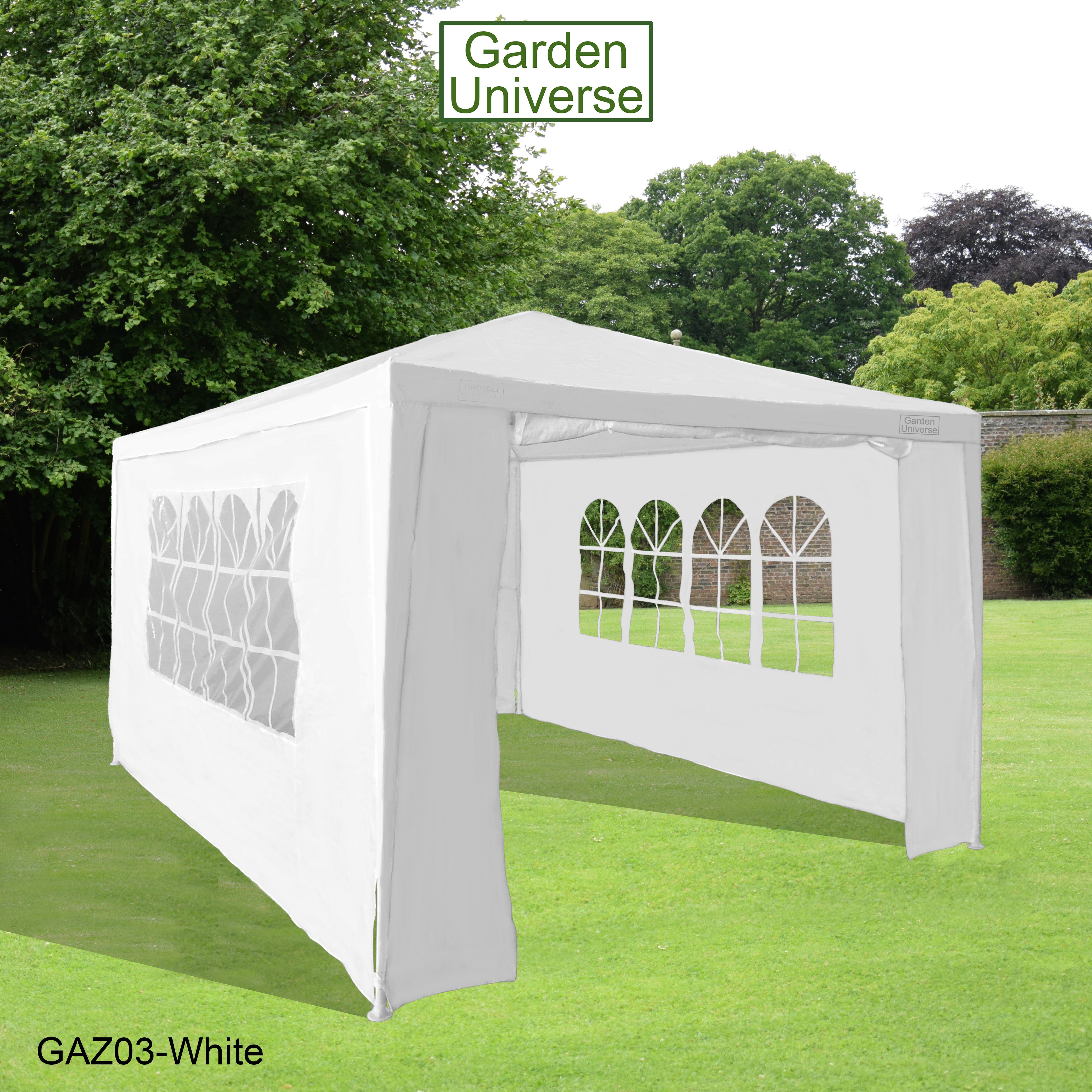 Gazebo 3m x 4m with Four Side Walls Steel Frame in White - GAZ03-White