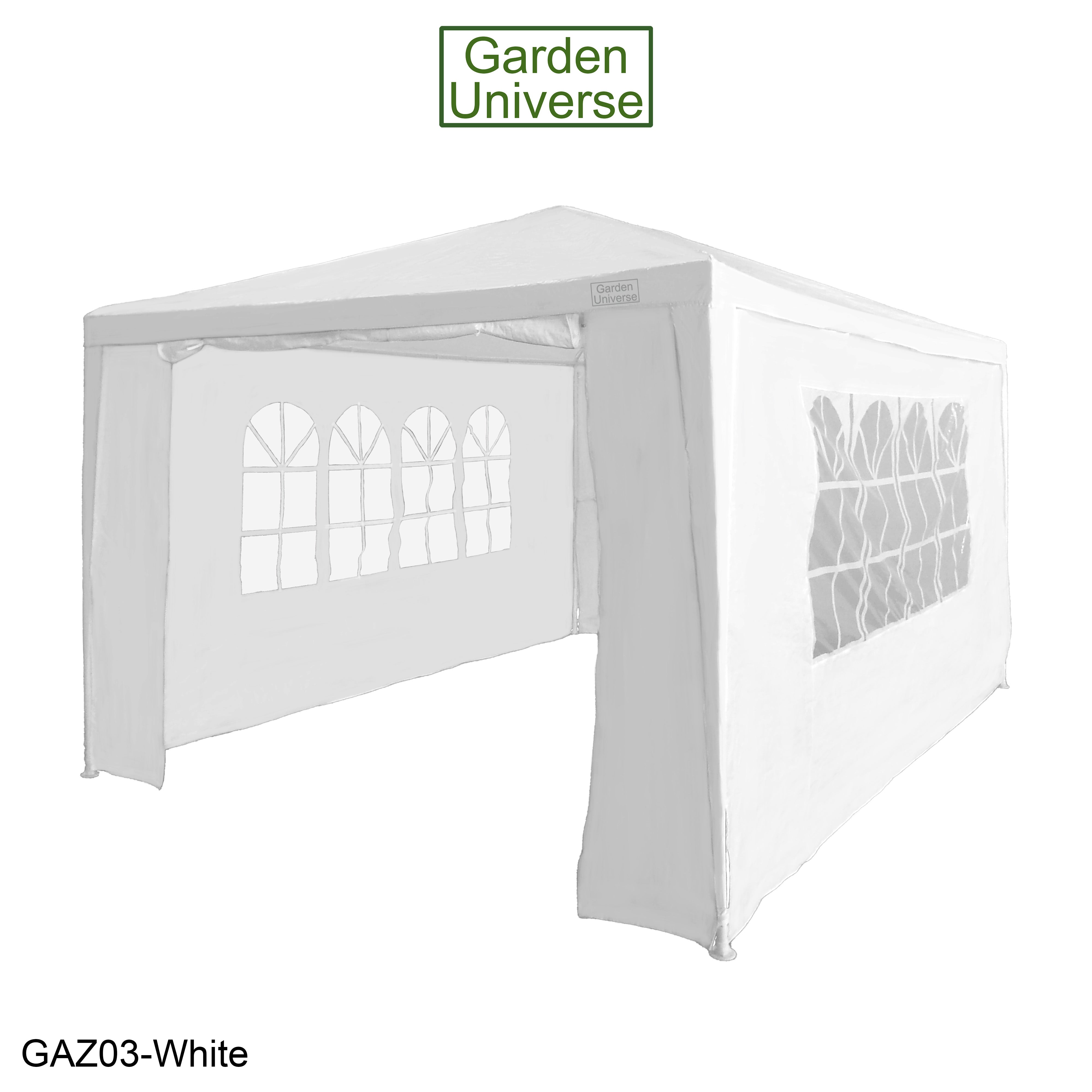 Gazebo 3m x 4m with Four Side Walls Steel Frame in White - GAZ03-White