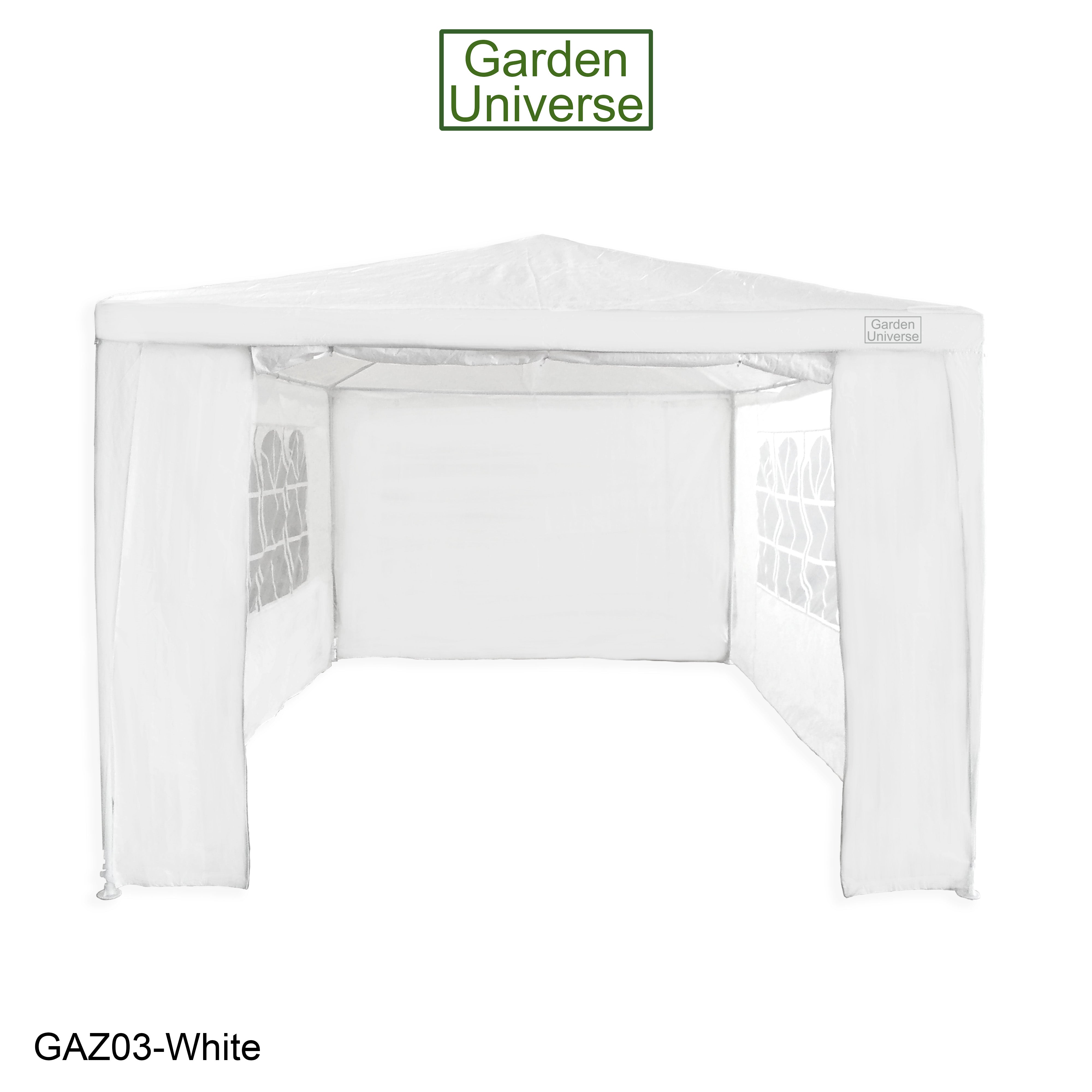 Gazebo 3m x 4m with Four Side Walls Steel Frame in White - GAZ03-White