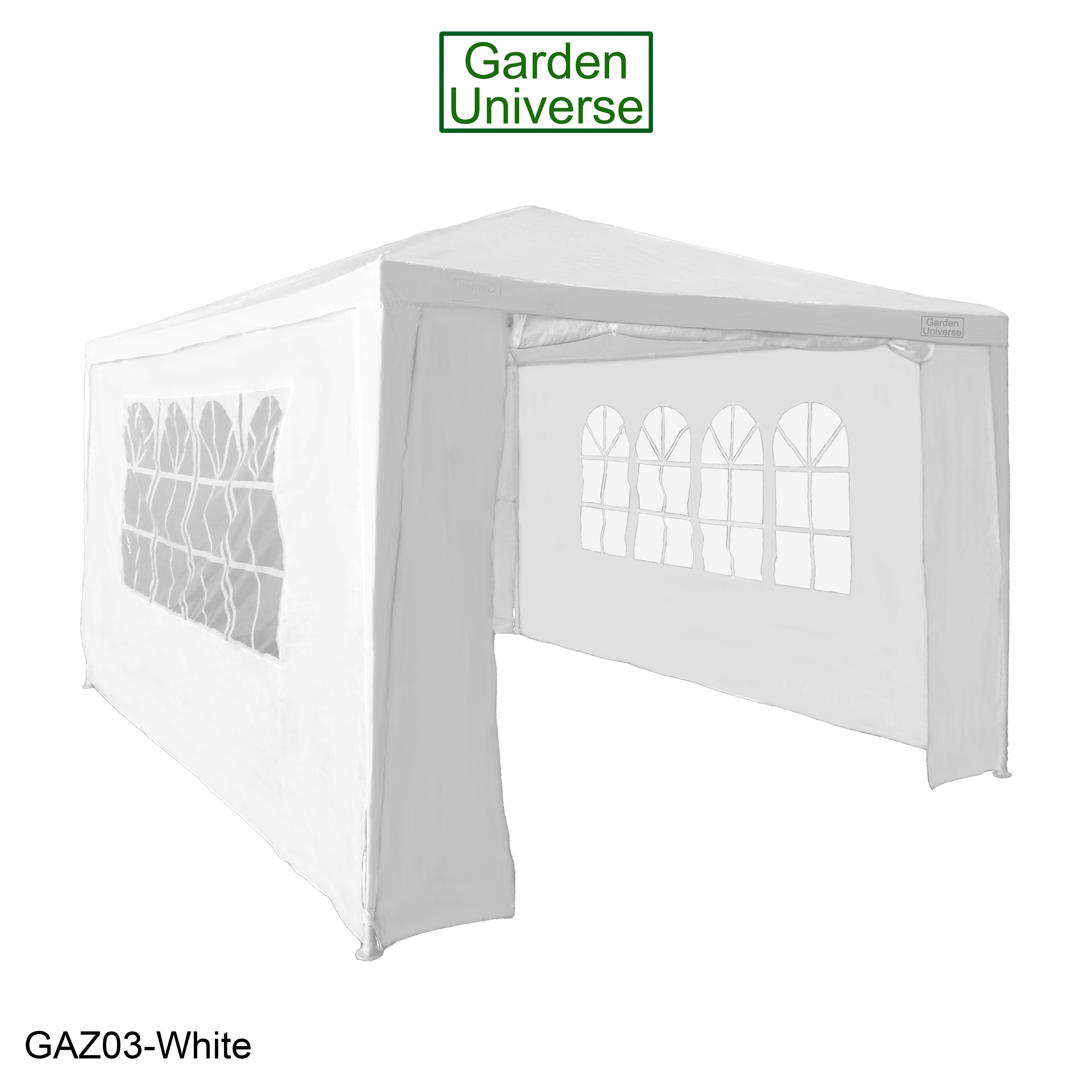 Gazebo 3m x 4m with Four Side Walls Steel Frame in White - GAZ03-White