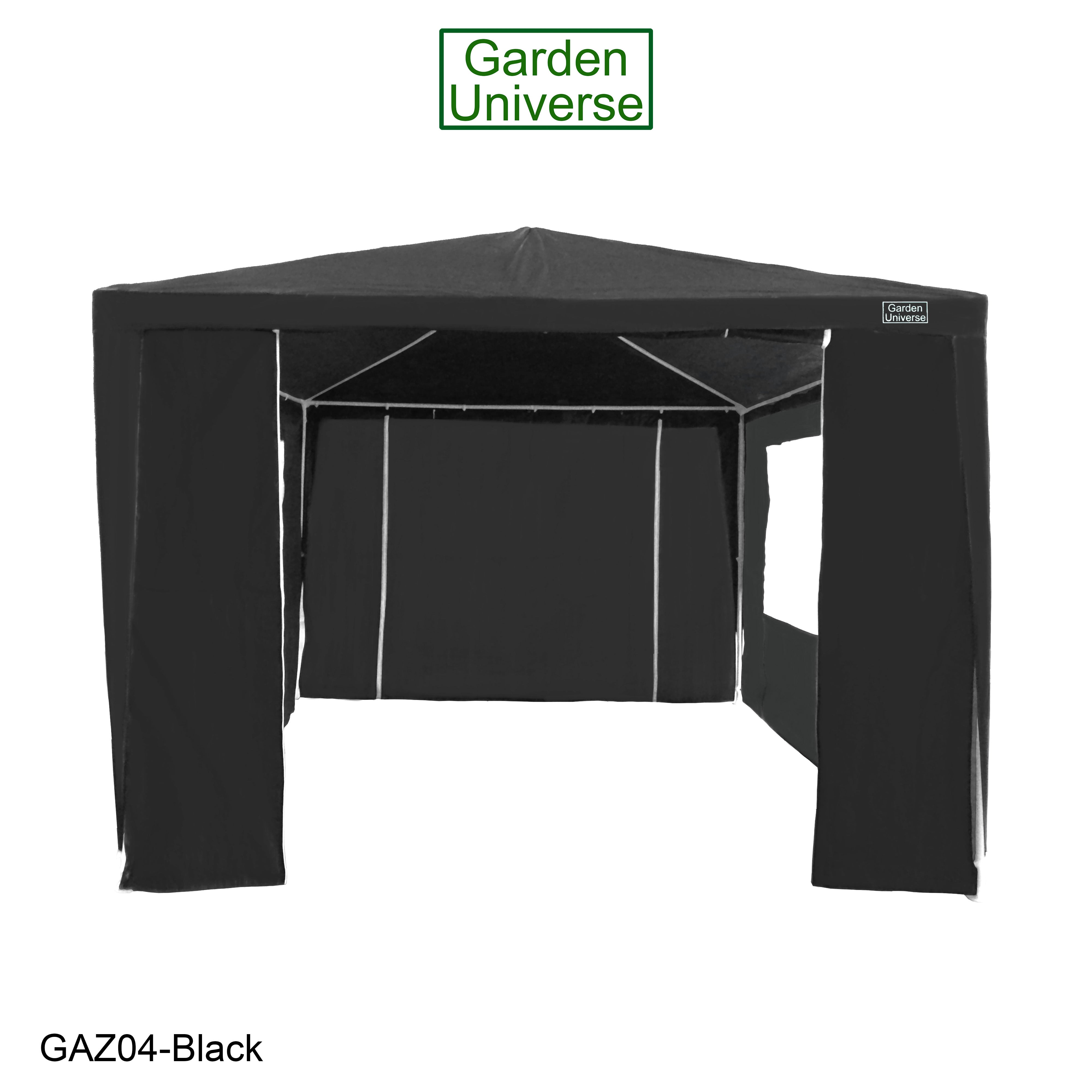 Gazebo 3m x 6m Party Tent with Four Walls Steel Frame XL Marquee - GAZ04-Black