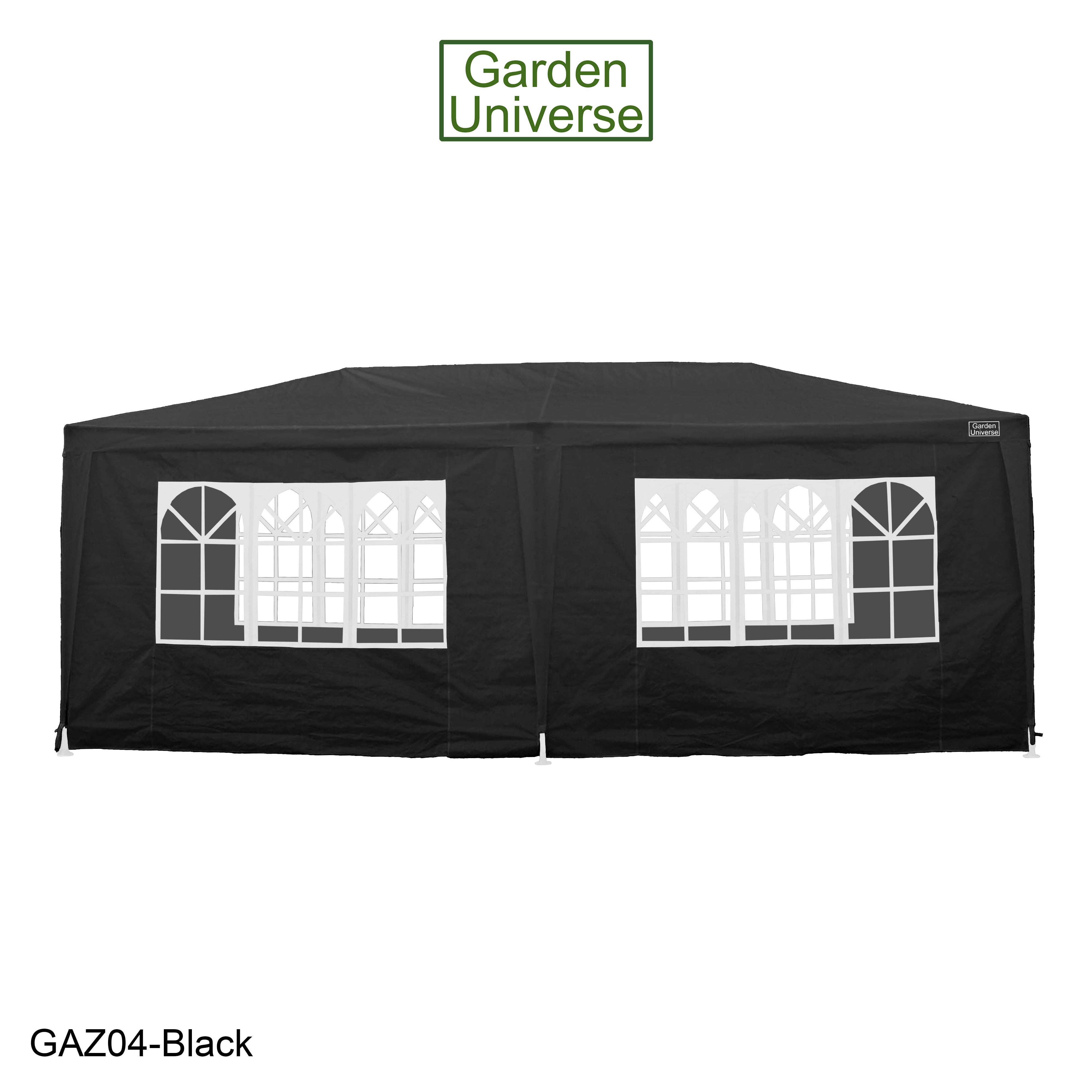 Gazebo 3m x 6m Party Tent with Four Walls Steel Frame XL Marquee - GAZ04-Black