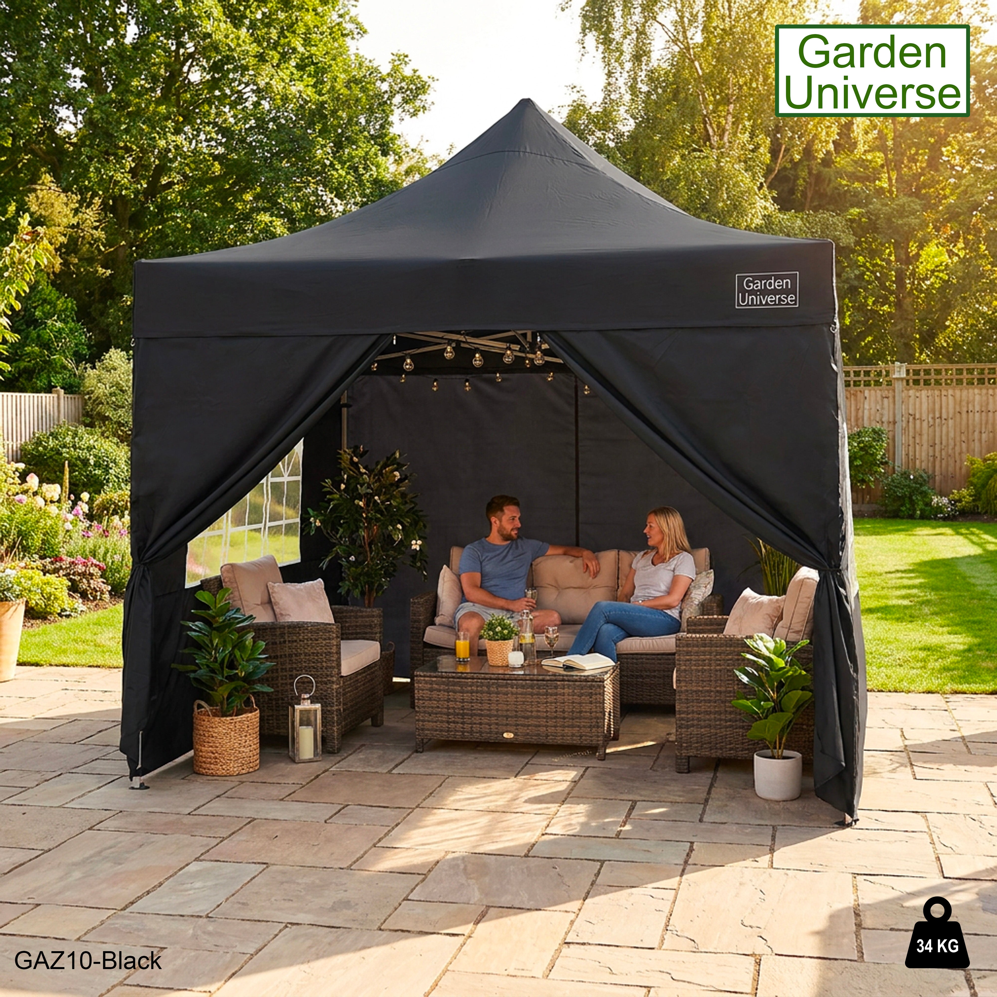 Gazebo 3m x 3m Commercial Grade Pop Up in Black with Heavy Duty Frame And Cover GAZ10-Black