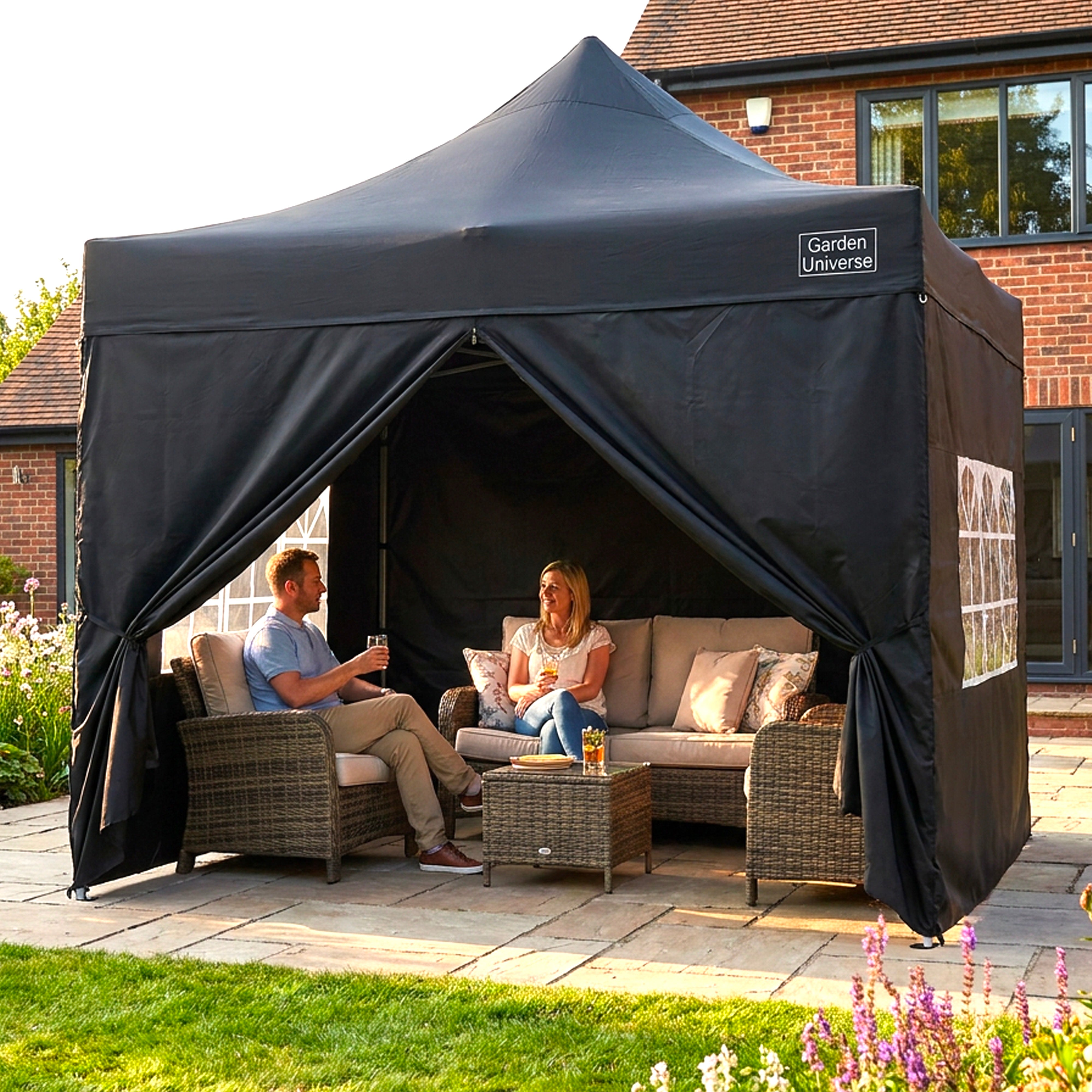 Gazebo 3m x 3m Commercial Grade Pop Up in Black with Heavy Duty Frame And Cover GAZ10-Black