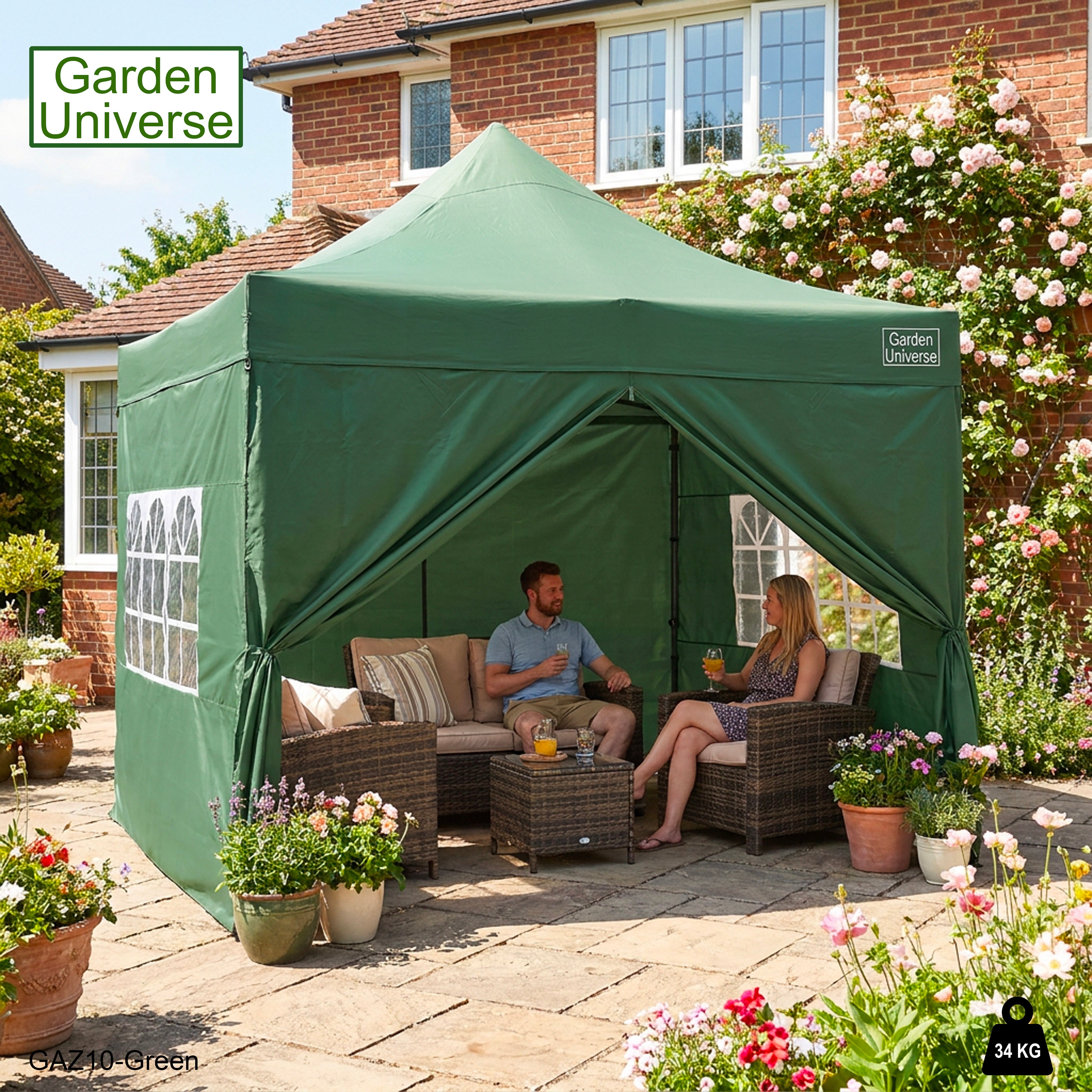 Gazebo 3m x 3m Commercial Grade Pop Up in Green with Heavy Duty Frame And Cover GAZ10-Green
