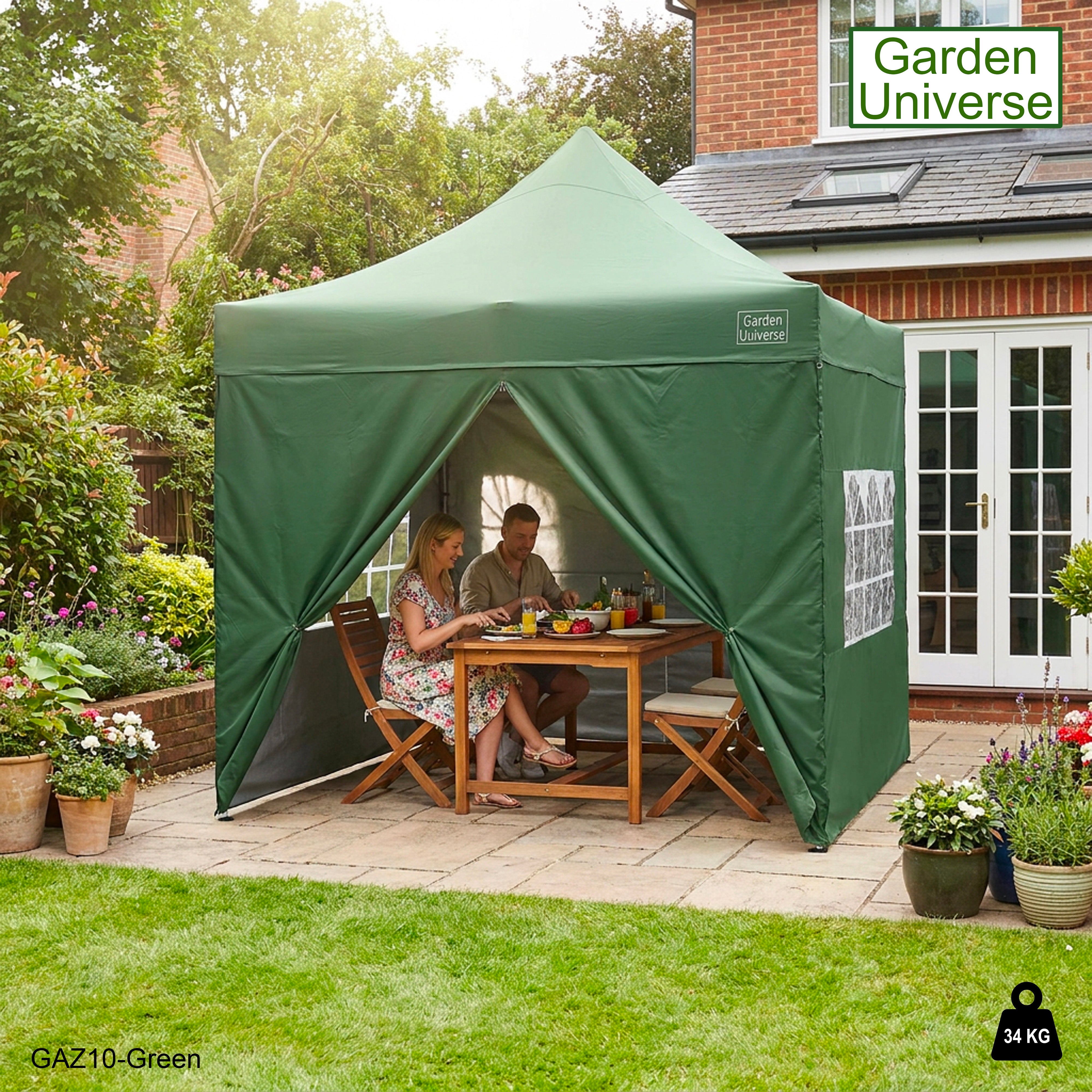 Gazebo 3m x 3m Commercial Grade Pop Up in Green with Heavy Duty Frame And Cover GAZ10-Green