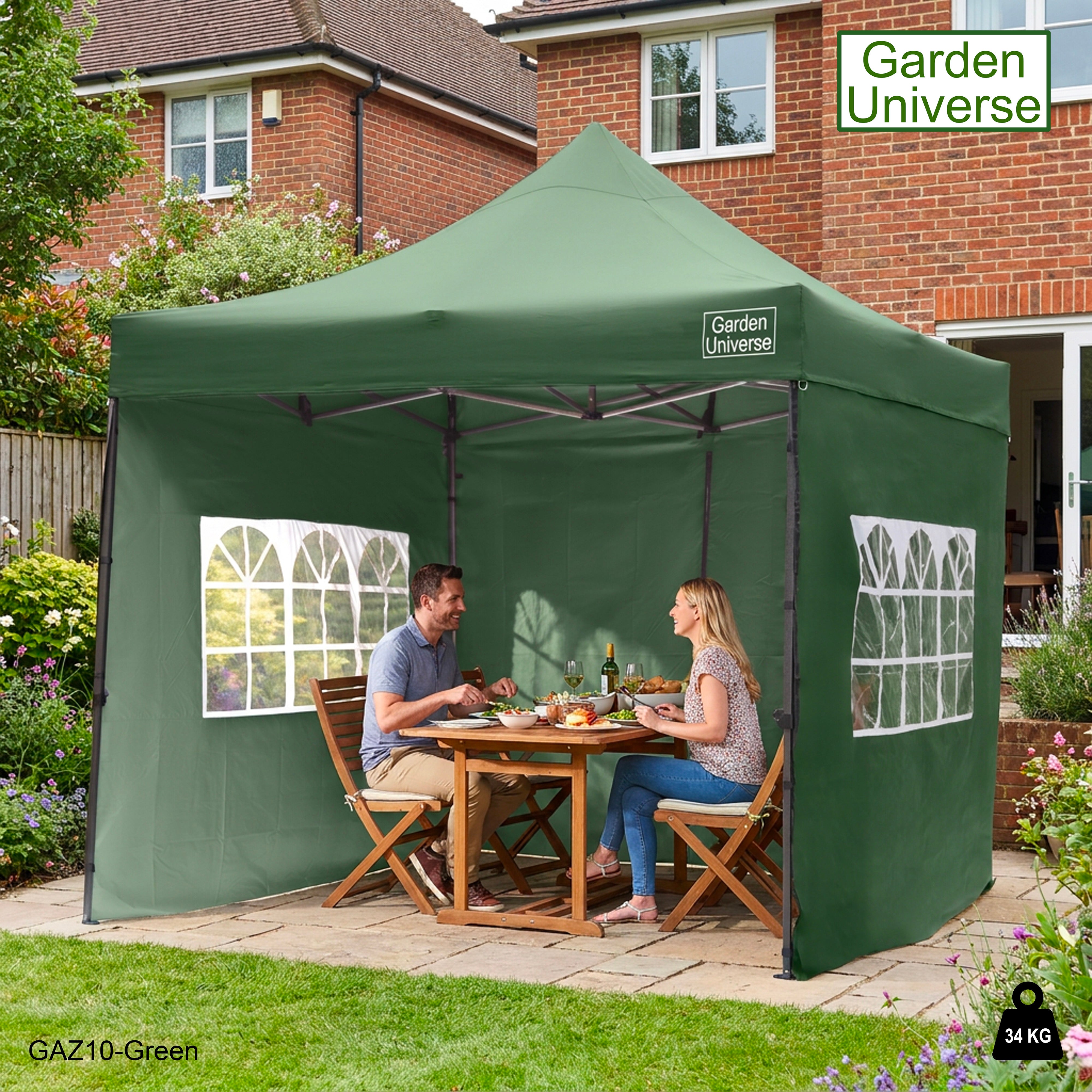 Gazebo 3m x 3m Commercial Grade Pop Up in Green with Heavy Duty Frame And Cover GAZ10-Green