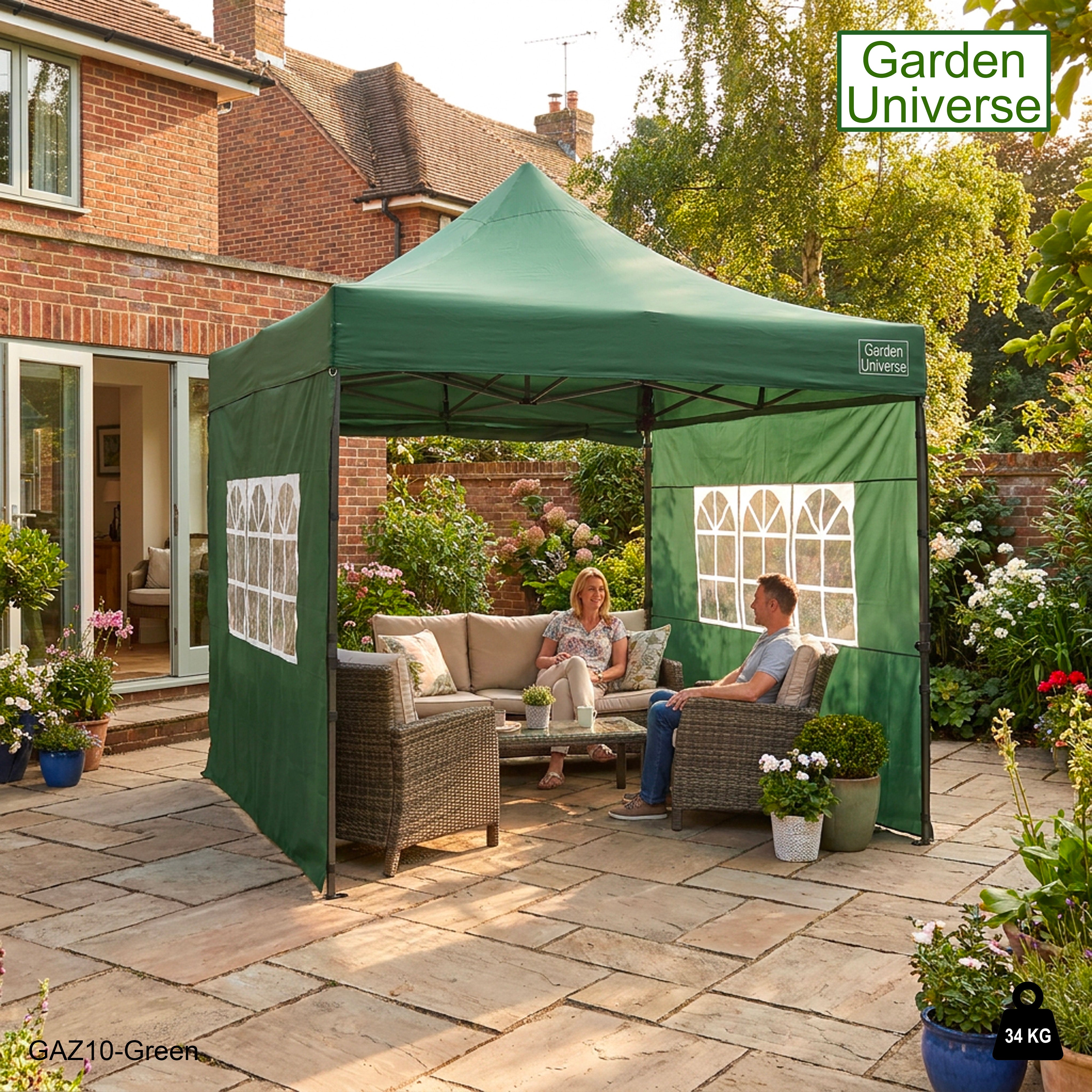 Gazebo 3m x 3m Commercial Grade Pop Up in Green with Heavy Duty Frame And Cover GAZ10-Green