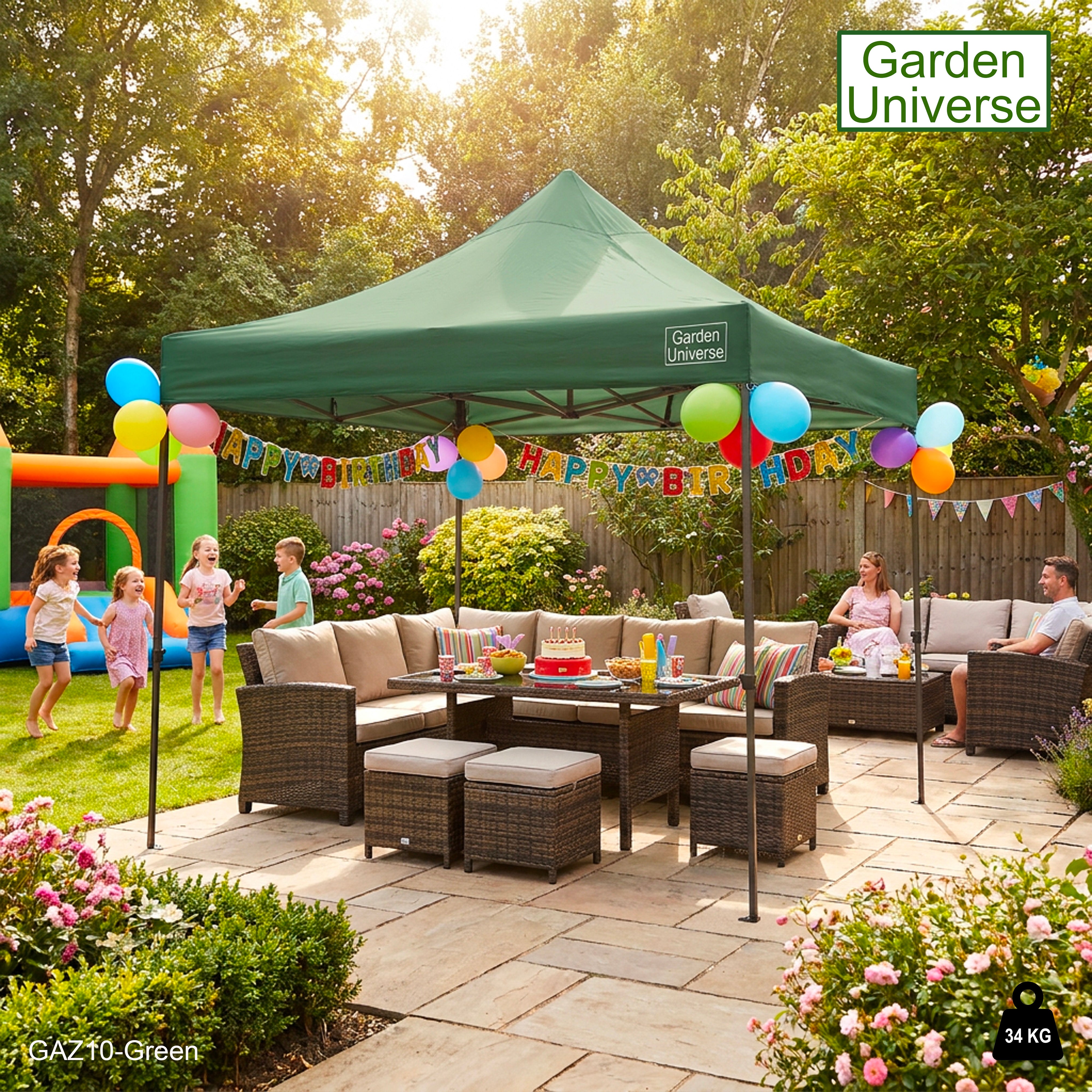 Gazebo 3m x 3m Commercial Grade Pop Up in Green with Heavy Duty Frame And Cover GAZ10-Green