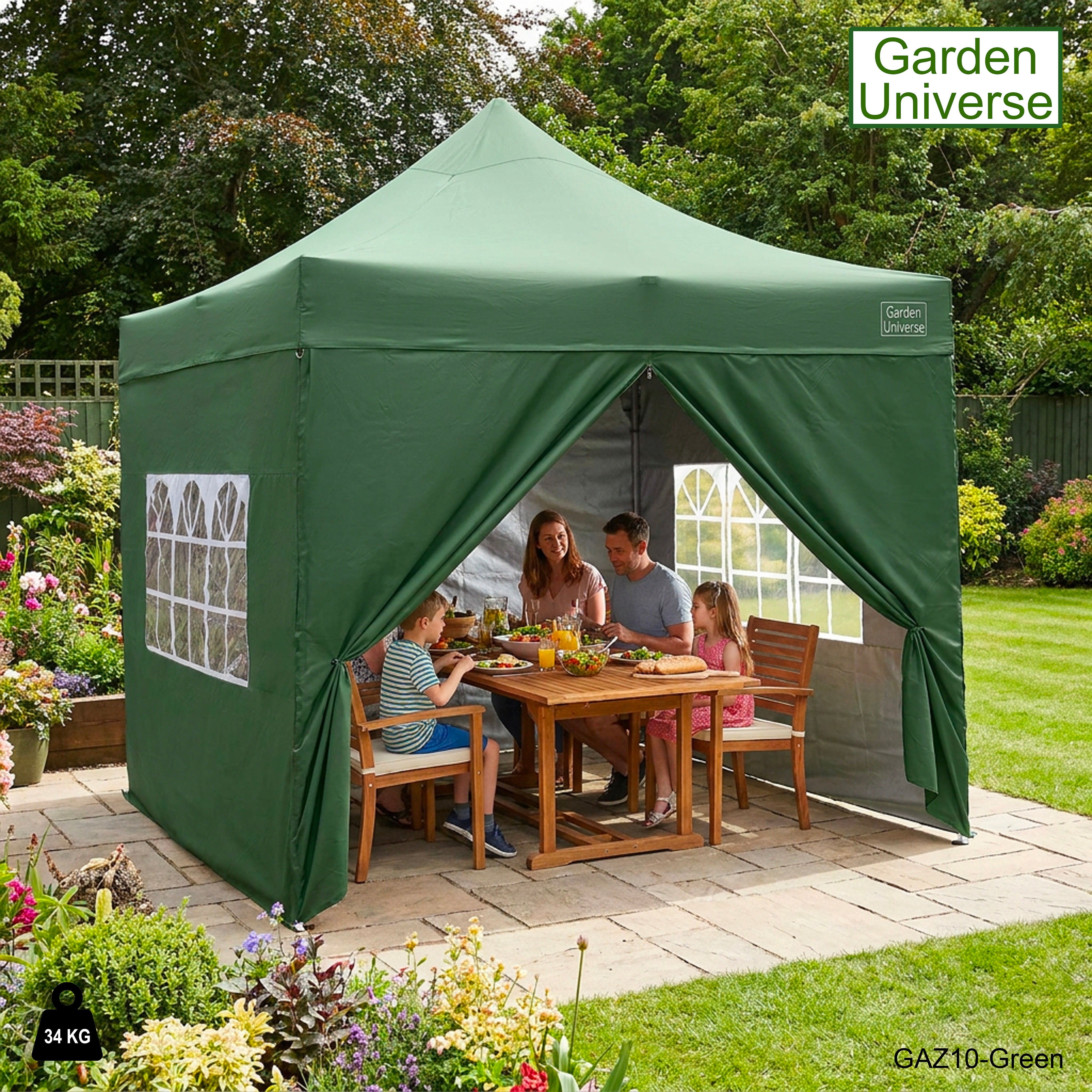 Gazebo 3m x 3m Commercial Grade Pop Up in Green with Heavy Duty Frame And Cover GAZ10-Green