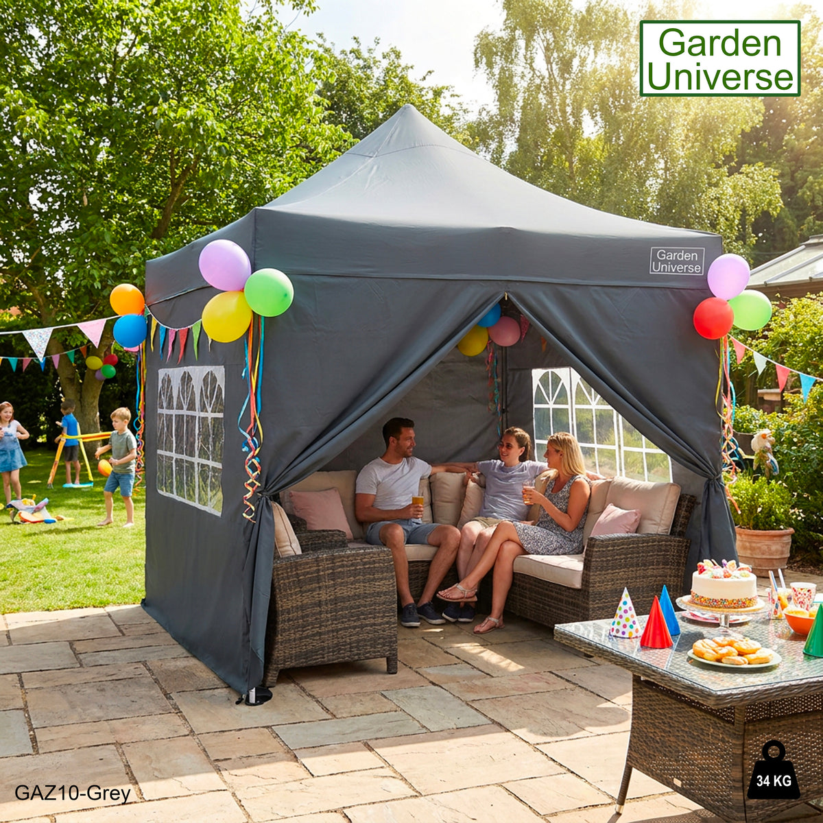 Gazebo 3m x 3m Commercial Grade Pop Up in Grey with Heavy Duty Frame And Cover GAZ10-Grey